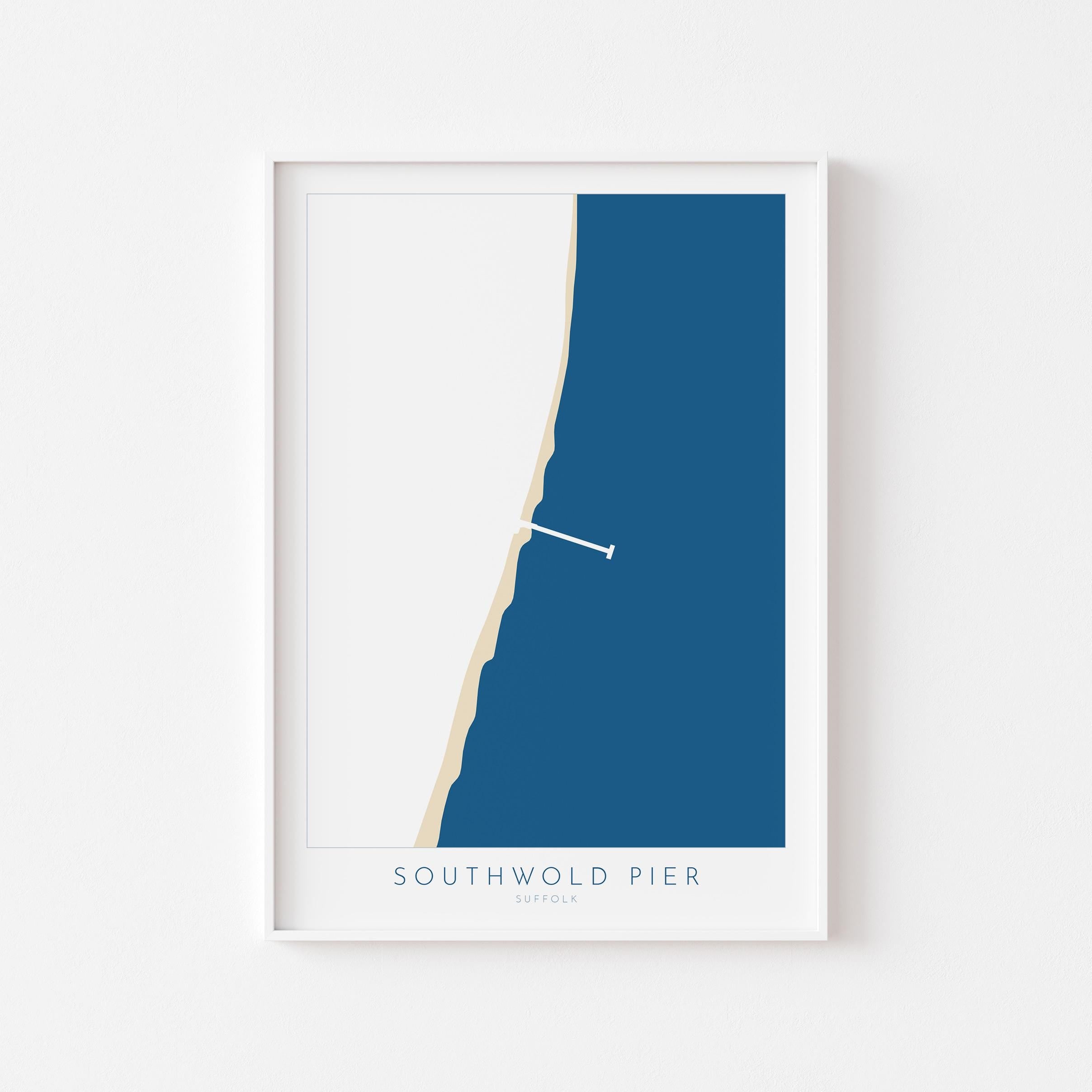 Southwold Beach Art - Suffolk Map, Southwold Map Art, Suffolk Coast, Suffolk Travel Print, River Blyth