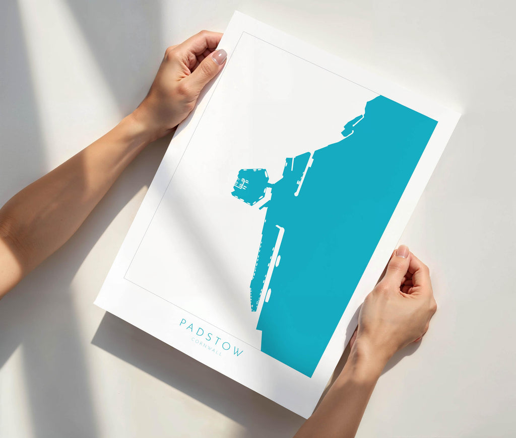 Padstow Print - Cornwall Map, Padstow Map Art, Camel Estuary Art, North Cornwall, Cornish Coast