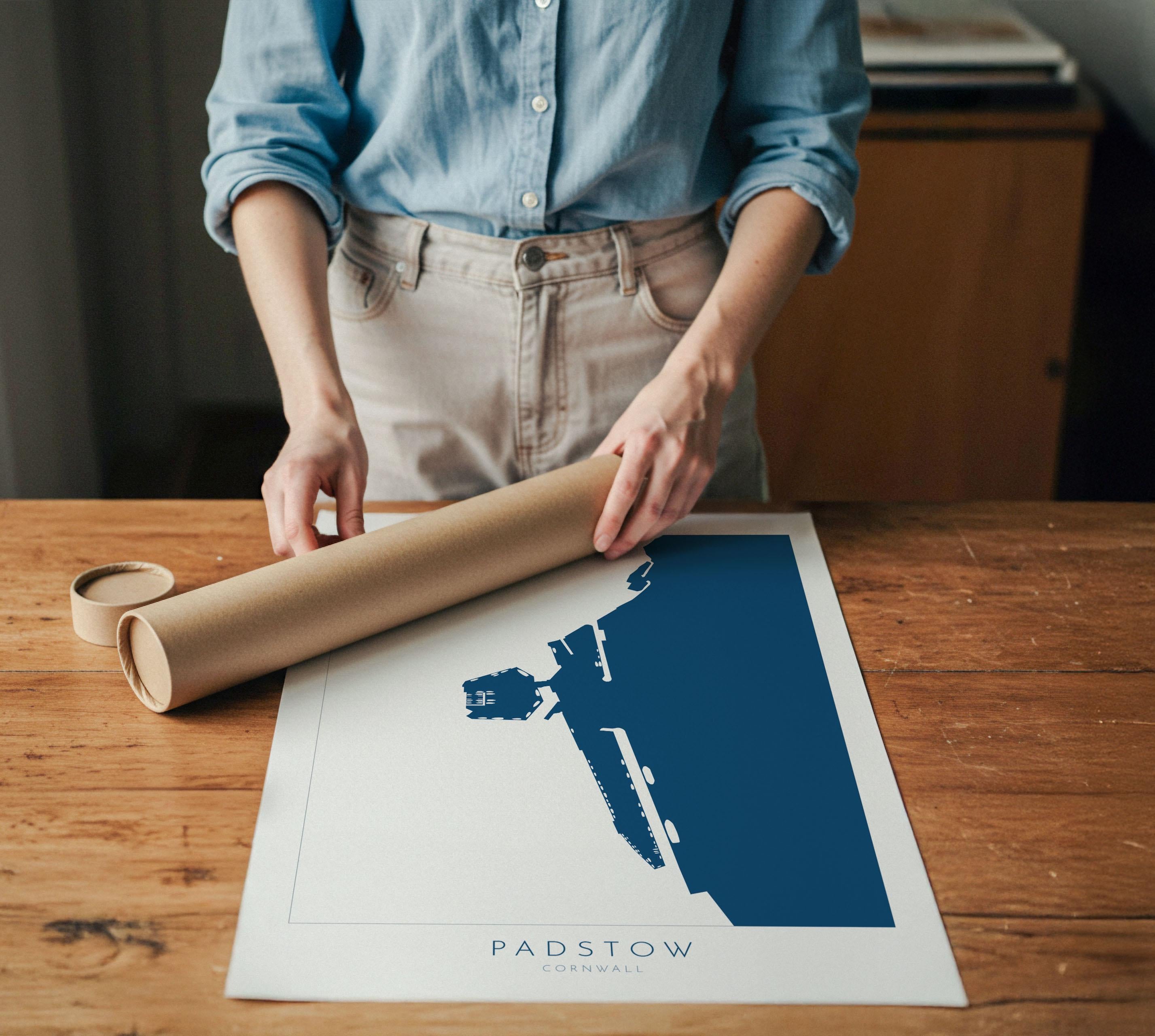 Padstow Print - Cornwall Map, Padstow Map Art, Camel Estuary Art, North Cornwall, Cornish Coast