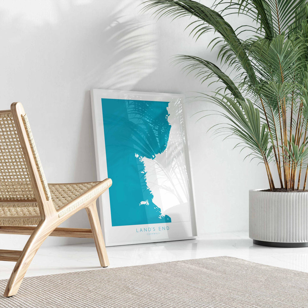 Land's End Print- Cornwall Art, Lands End Map Art, Sennen Art, Cornwall Map, Cornwall Coast, Cornwall Travel Print, Cornwall Art