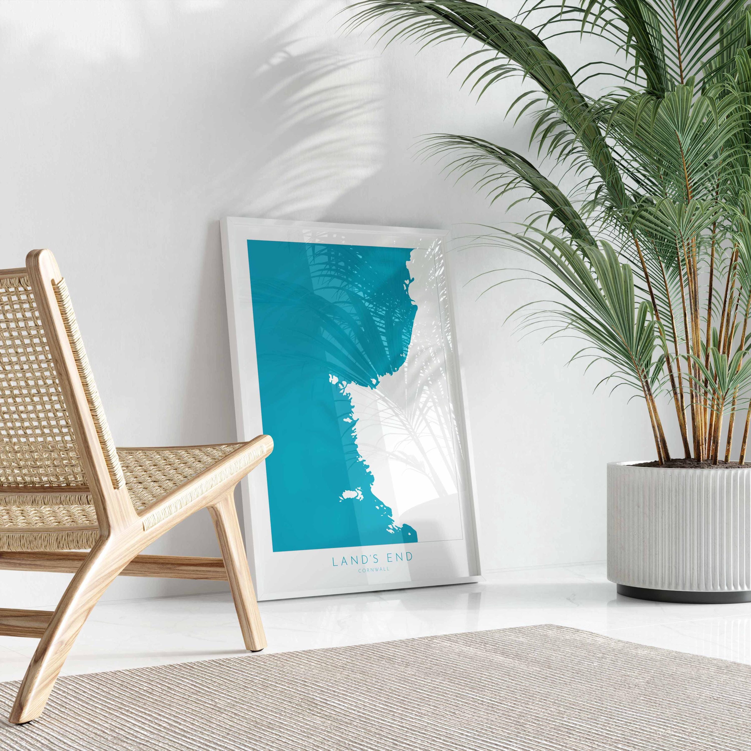 Land's End Print- Cornwall Art, Lands End Map Art, Sennen Art, Cornwall Map, Cornwall Coast, Cornwall Travel Print, Cornwall Art