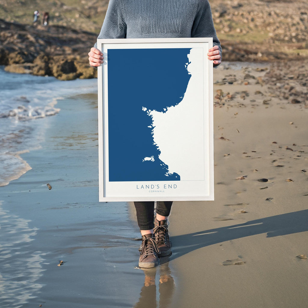 Land's End Print- Cornwall Art, Lands End Map Art, Sennen Art, Cornwall Map, Cornwall Coast, Cornwall Travel Print, Cornwall Art