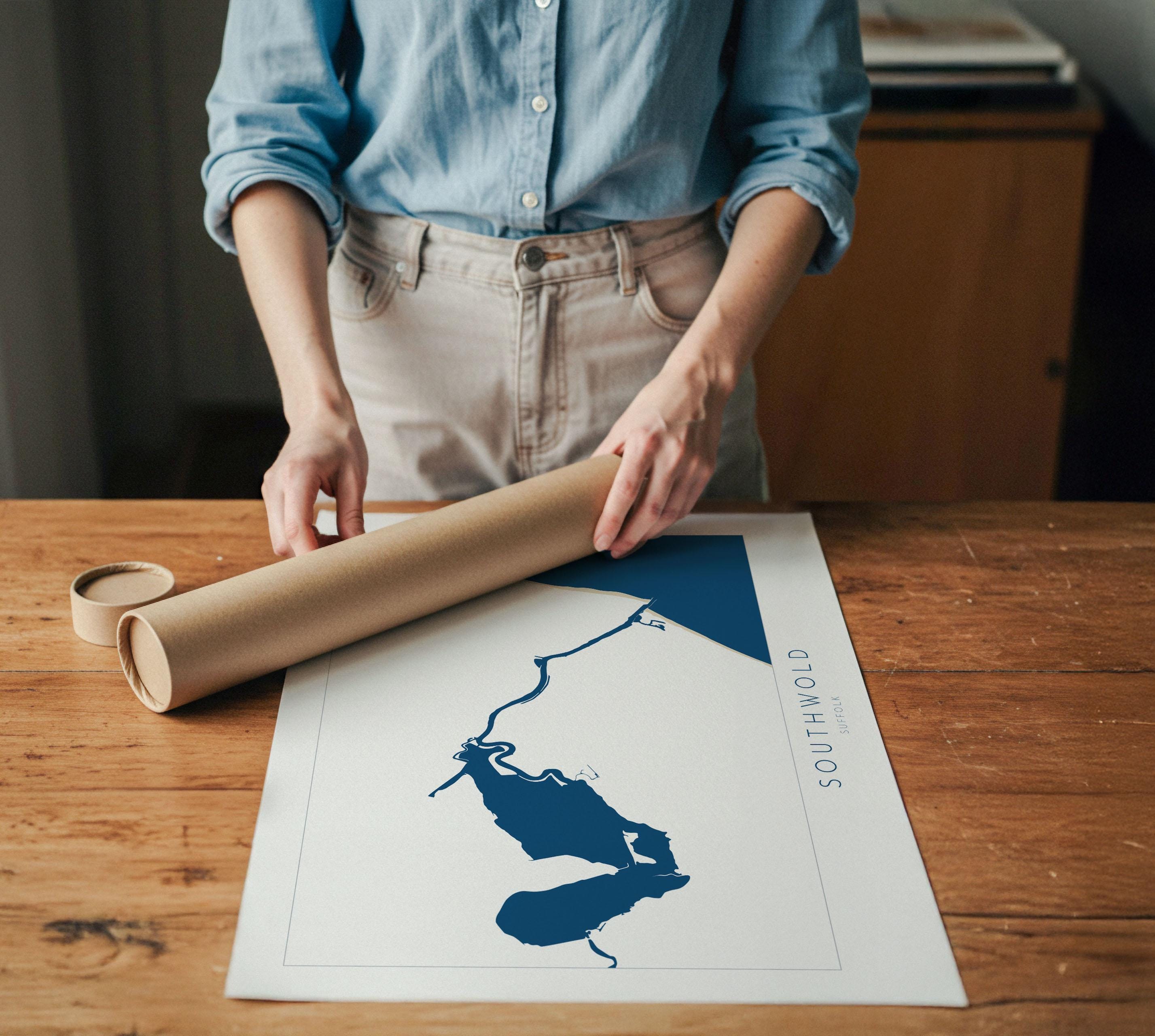 Southwold Art Map - Suffolk Art, Southwold Map Art, Suffolk Coast Travel Print, Suffolk Gift, River Blyth Map, UK Map Art, UK Rivers Map