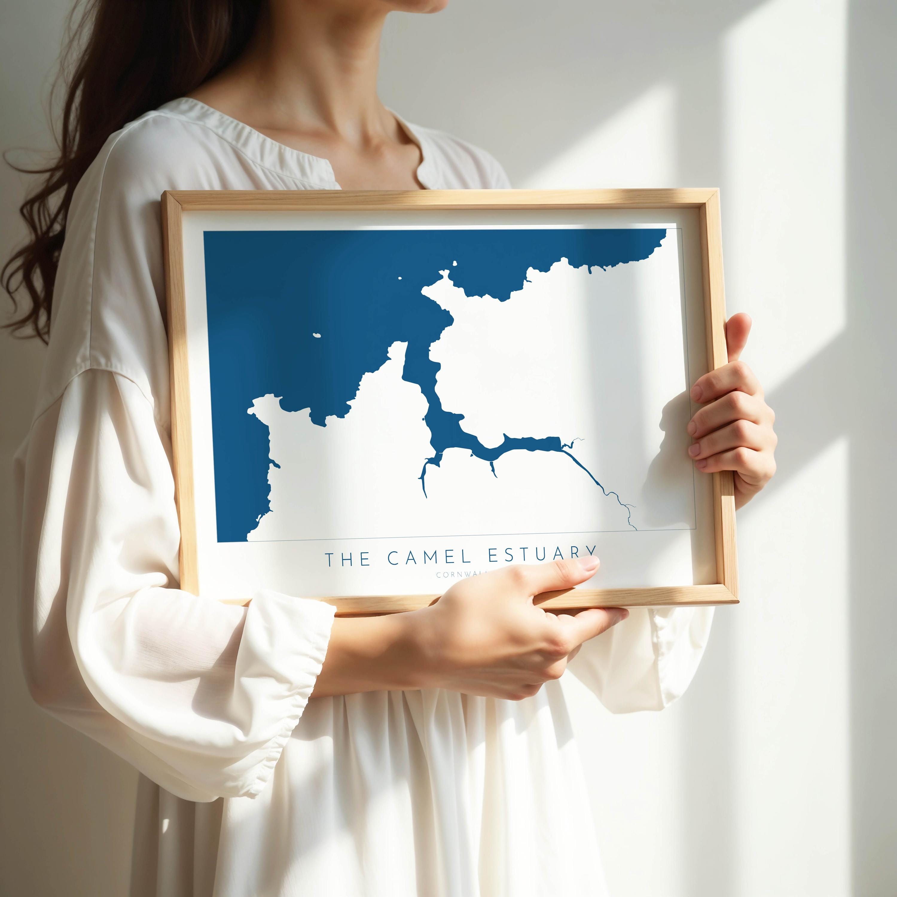 Camel Estuary Map Print - Padstow Map Art, Cornwall Map, Polzeath Travel Art, Cornwall Coast Art, River Camel Print, Cornish Coast Art Map