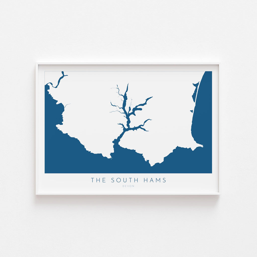 The South Hams Art Print - South Devon Map Art, Salcombe Art print, Devon Travel Poster, Devon Gift, Devon Print, UK Coast Map, UK Beaches