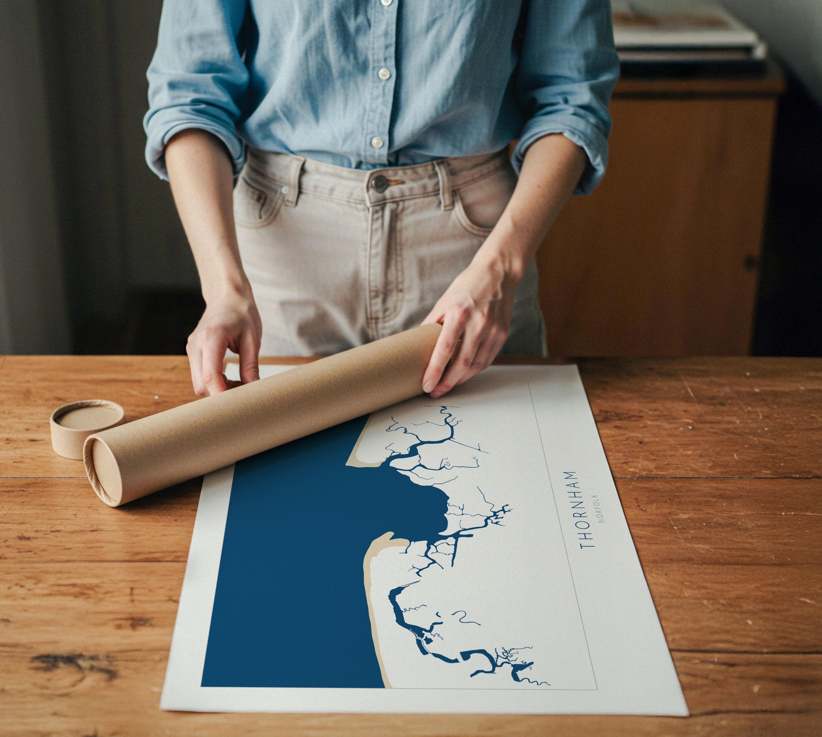 Thornham Map Art - Norfolk Map, Thornham Art Print, Holme-next-the-sea Map, North Norfolk Coast, Norfolk Beach, Norfolk Travel Print, UK