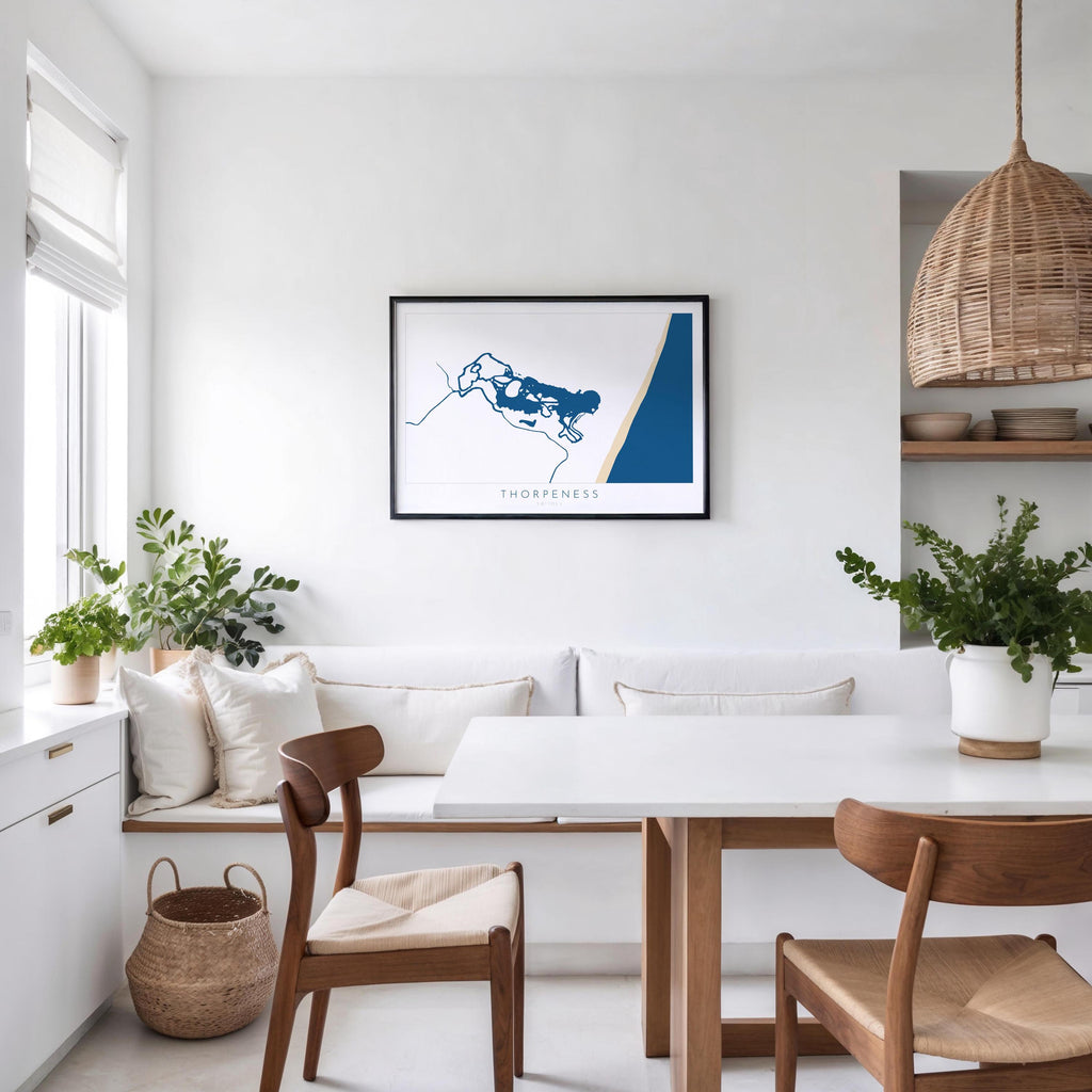 Thorpeness Map Art - Suffolk Map, Suffolk Coast, Thorpeness Meare, Suffolk Travel Print, Suffolk Coast Art, Suffolk Beach Art, UK Map