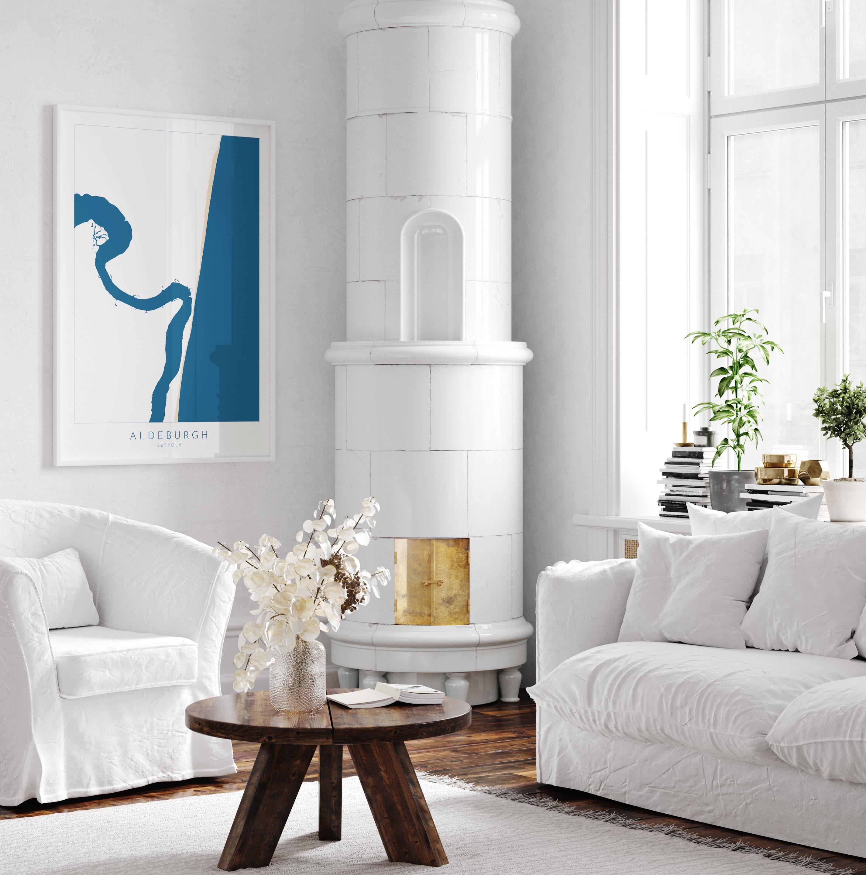 Aldeburgh Map Art - Suffolk Map, River Alde Map, Aldeburgh Print, Suffolk Coast, Suffolk Travel Print, Suffolk Gift, UK Seaside Art