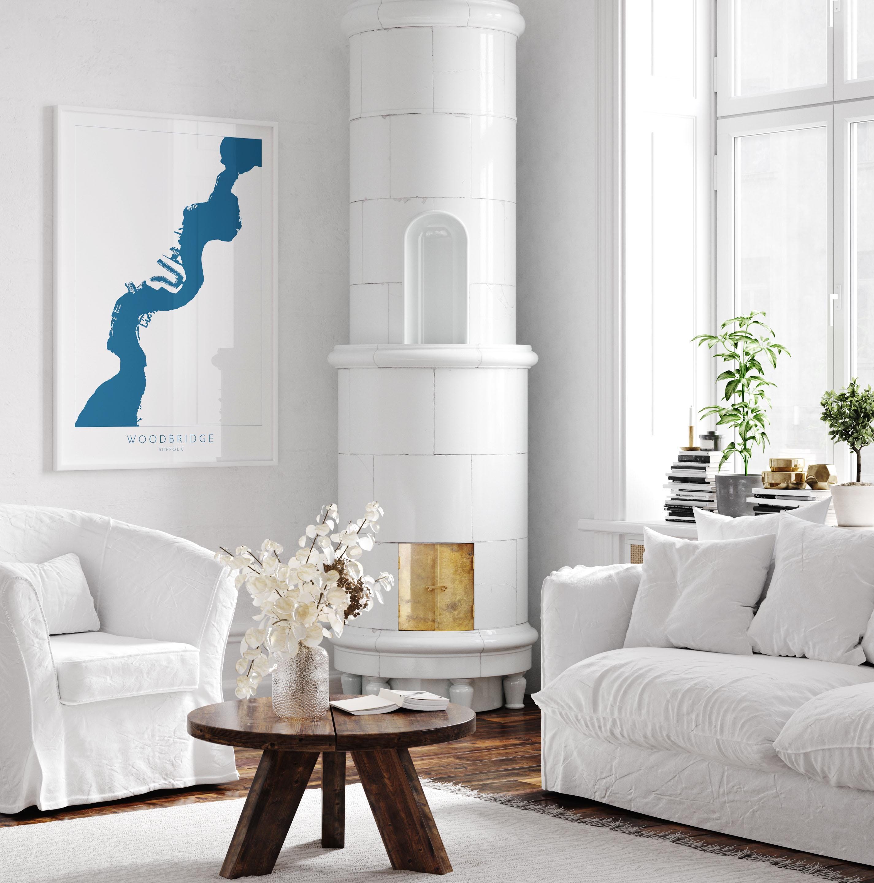 Woodbridge - Suffolk, Woodbridge Art, Suffolk Map, River Deben, Suffolk Coast, Suffolk Travel Print, Woodbridge Map, Suffolk Art, UK Rivers