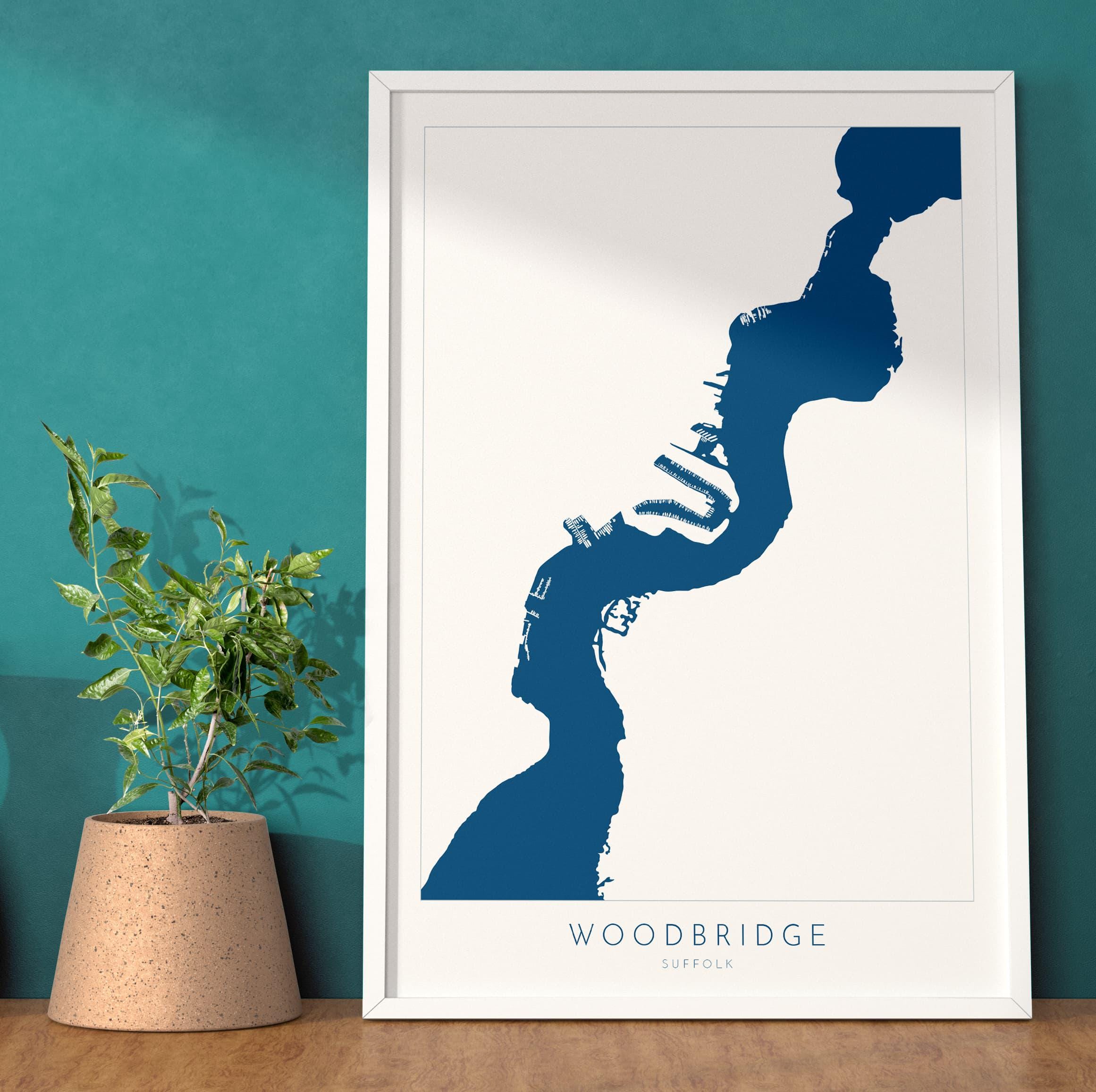 Woodbridge - Suffolk, Woodbridge Art, Suffolk Map, River Deben, Suffolk Coast, Suffolk Travel Print, Woodbridge Map, Suffolk Art, UK Rivers