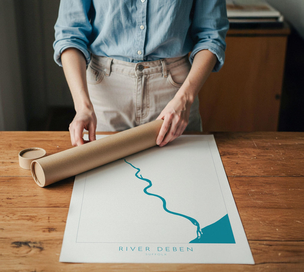 River Deben Map Art - Suffolk Map Print, Woodbridge Art, Woodbridge Map, Suffolk Map, Suffolk Coast, Suffolk Travel Print, Suffolk Art UK