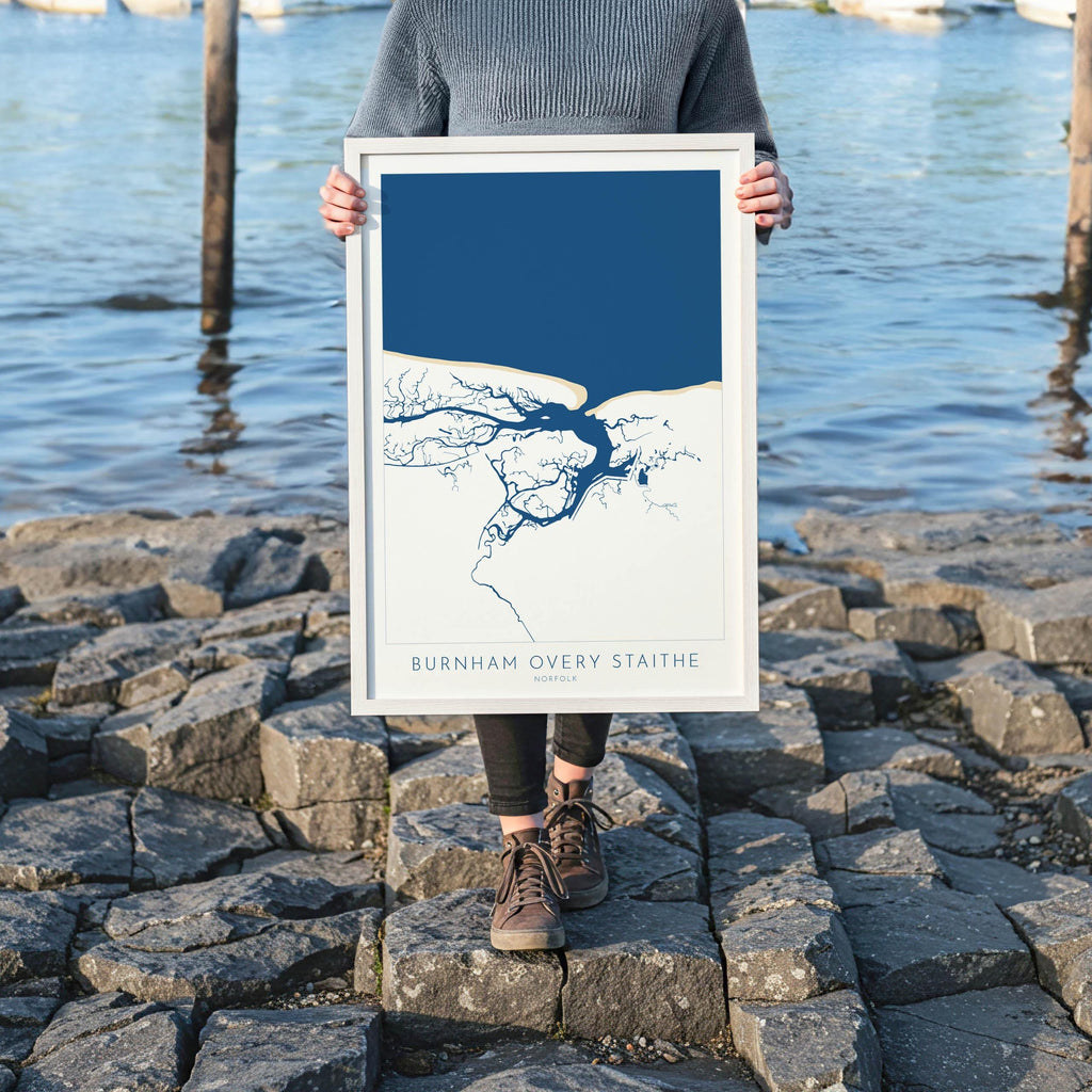 Burnham Overy Staithe Map Art - Norfolk Map, Burnham Overy Art Print, Norfolk Gift, North Norfolk Poster, North Norfolk Coast, Norfolk Beach