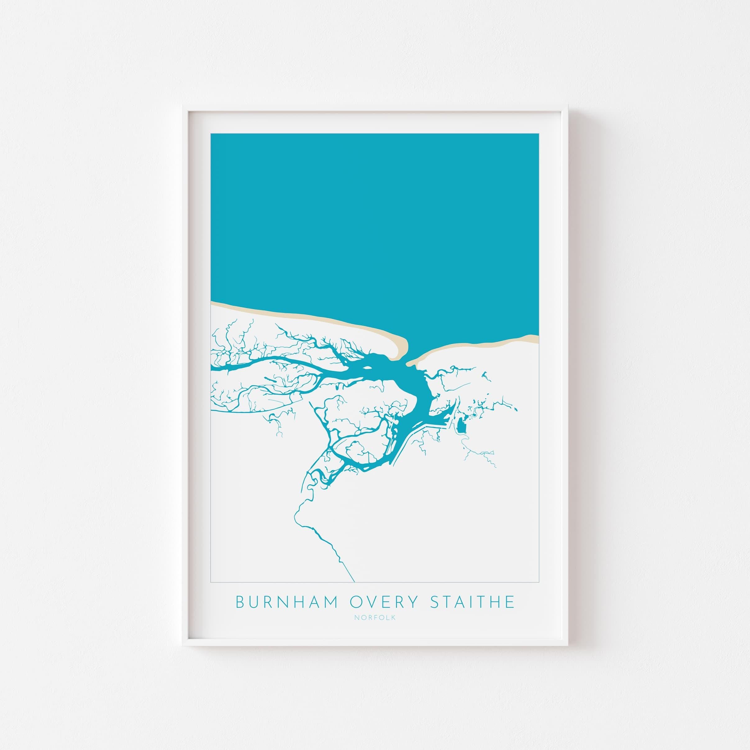 Burnham Overy Staithe Map Art - Norfolk Map, Burnham Overy Art Print, Norfolk Gift, North Norfolk Poster, North Norfolk Coast, Norfolk Beach