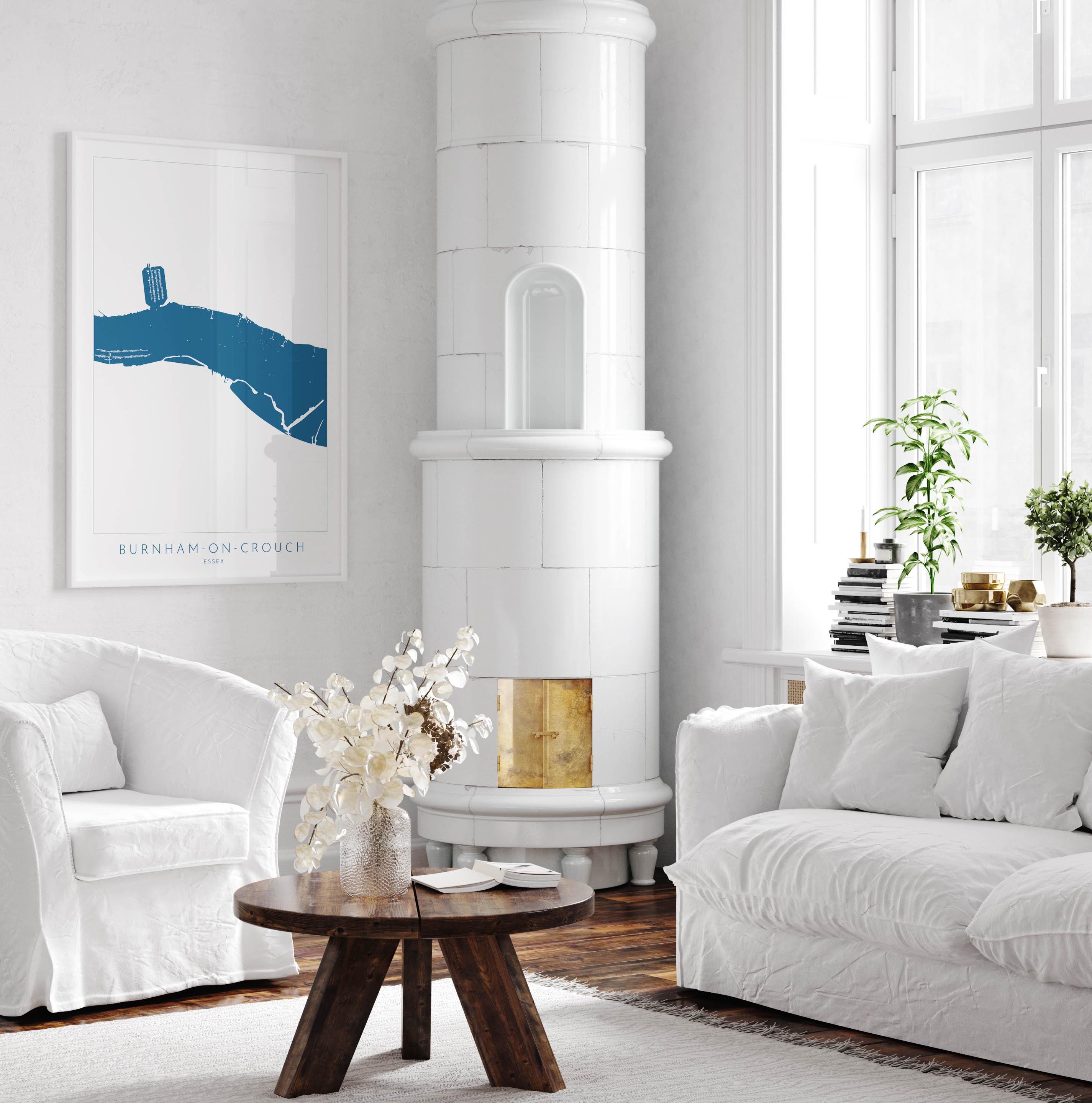 Burnham-on-Crouch Print - Burnham on Crouch Art, Burnham on Crouch Map, Essex Map Art, River Crouch Sailing Map, River Crouch Essex, UK Map