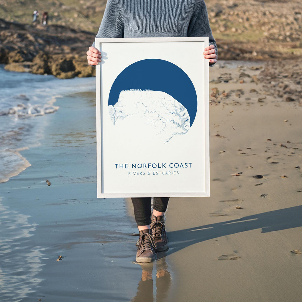 Norfolk Map Art - Norfolk Coast, Blakeney Point, Cromer, Norfolk Print, Burnham Market, Norfolk Poster, Holkham, Norfolk Rivers, UK Map