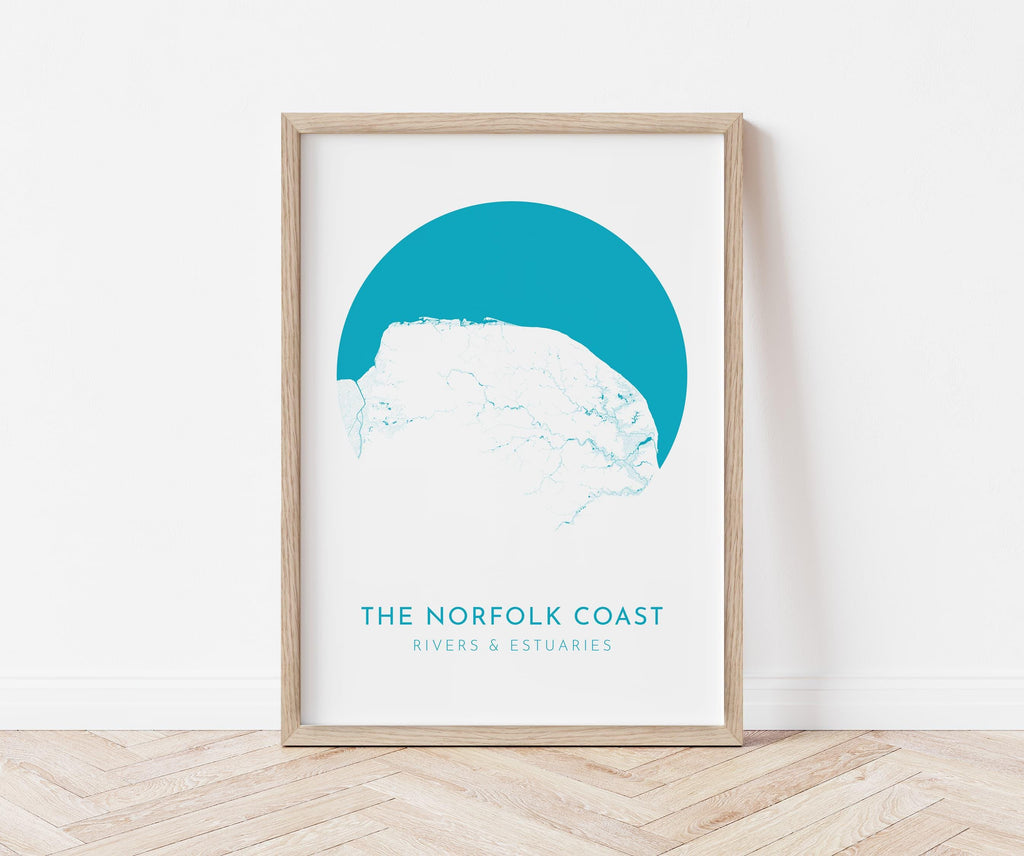 Norfolk Map Art - Norfolk Coast, Blakeney Point, Cromer, Norfolk Print, Burnham Market, Norfolk Poster, Holkham, Norfolk Rivers, UK Map