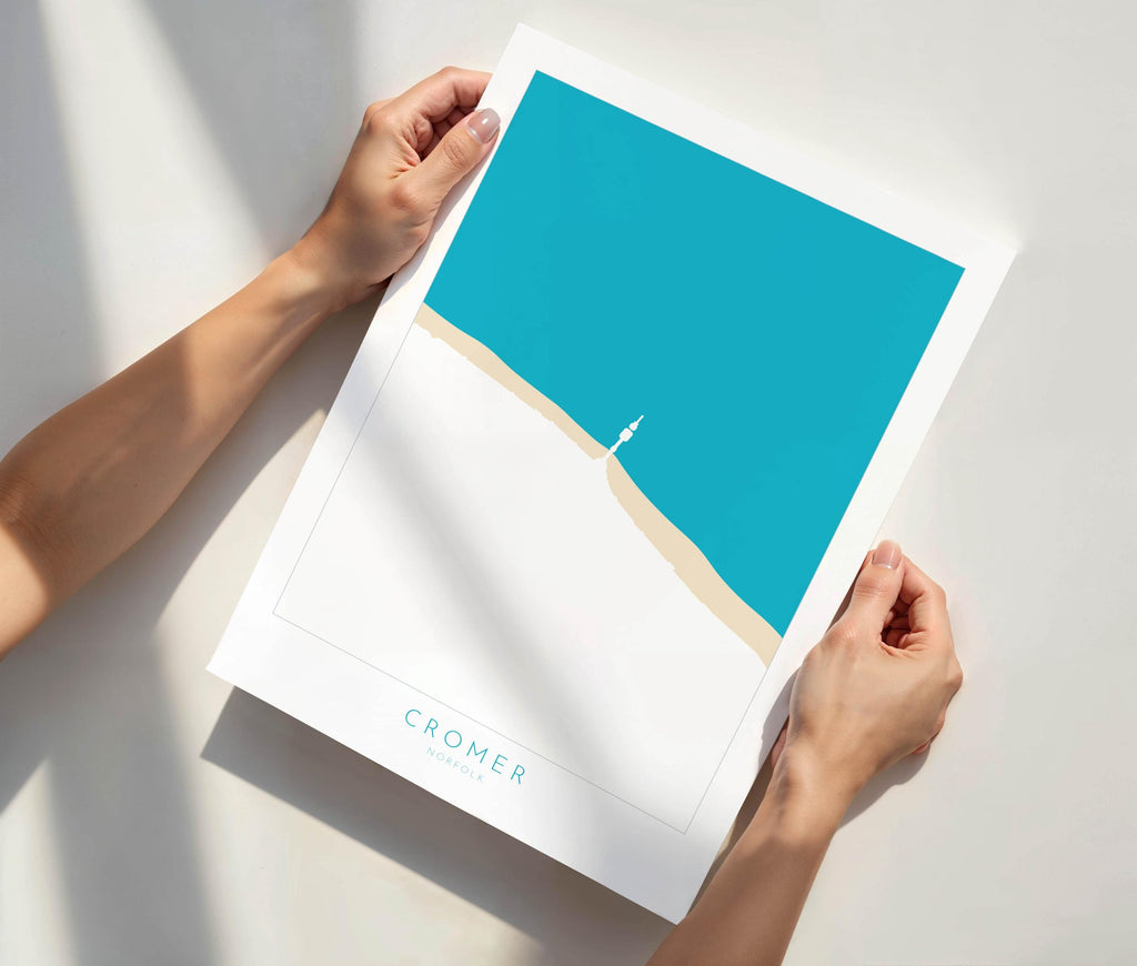 Cromer Map Art - Norfolk Map, Cromer Map Print, North Norfolk Coast, Cromer Pier, Norfolk Print, Cromer Travel Print, Norfolk Travel Poster