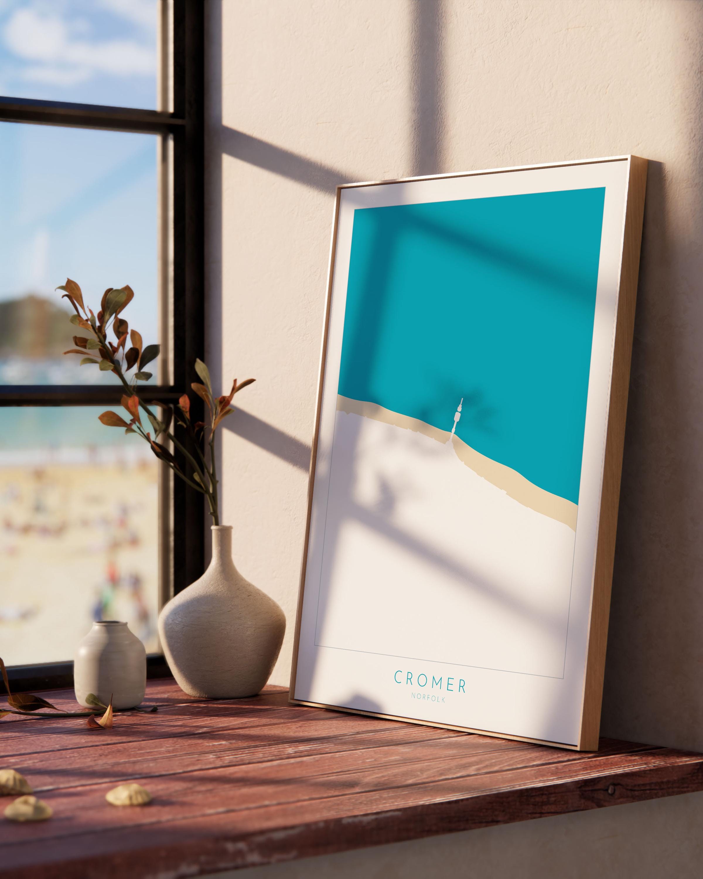 Cromer Map Art - Norfolk Map, Cromer Map Print, North Norfolk Coast, Cromer Pier, Norfolk Print, Cromer Travel Print, Norfolk Travel Poster