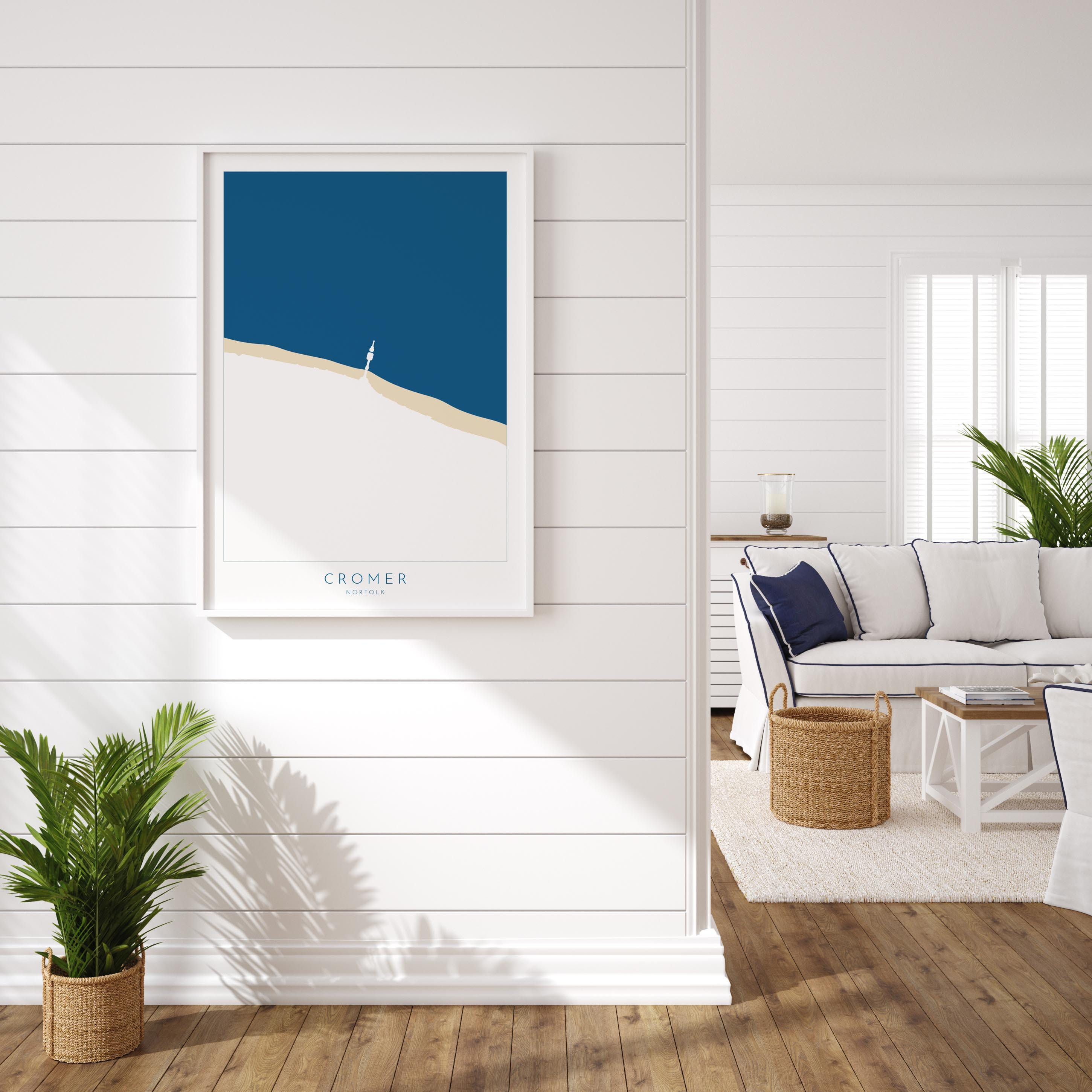 Cromer Map Art - Norfolk Map, Cromer Map Print, North Norfolk Coast, Cromer Pier, Norfolk Print, Cromer Travel Print, Norfolk Travel Poster