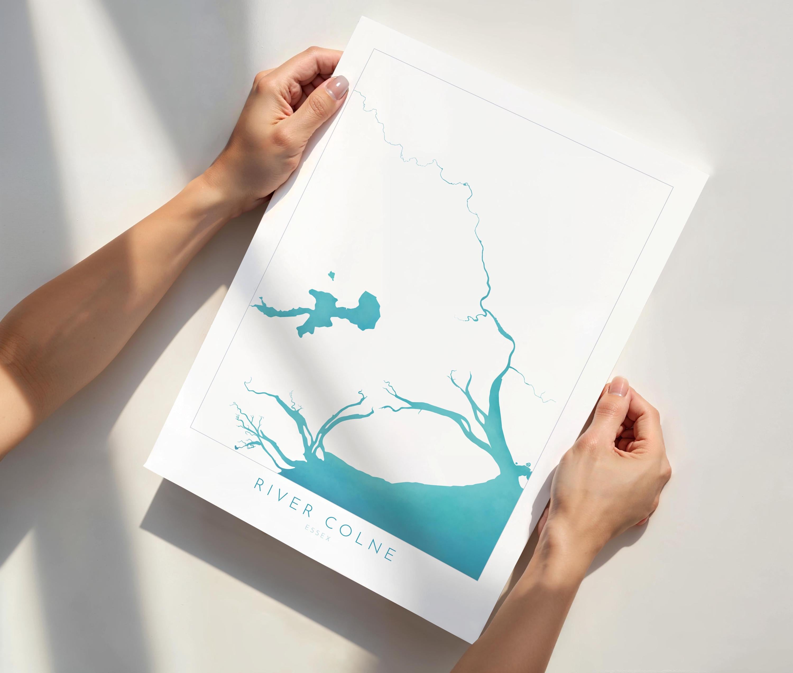 River Colne Map Print - Essex Map Art, Wivenhoe Map Art, Colchester Print, Essex Art, Mersea Island, Essex Coast, Nautical Art, UK Rivers