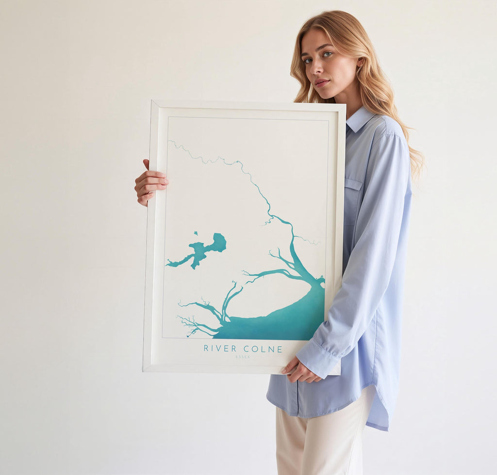 River Colne Map Print - Essex Map Art, Wivenhoe Map Art, Colchester Print, Essex Art, Mersea Island, Essex Coast, Nautical Art, UK Rivers