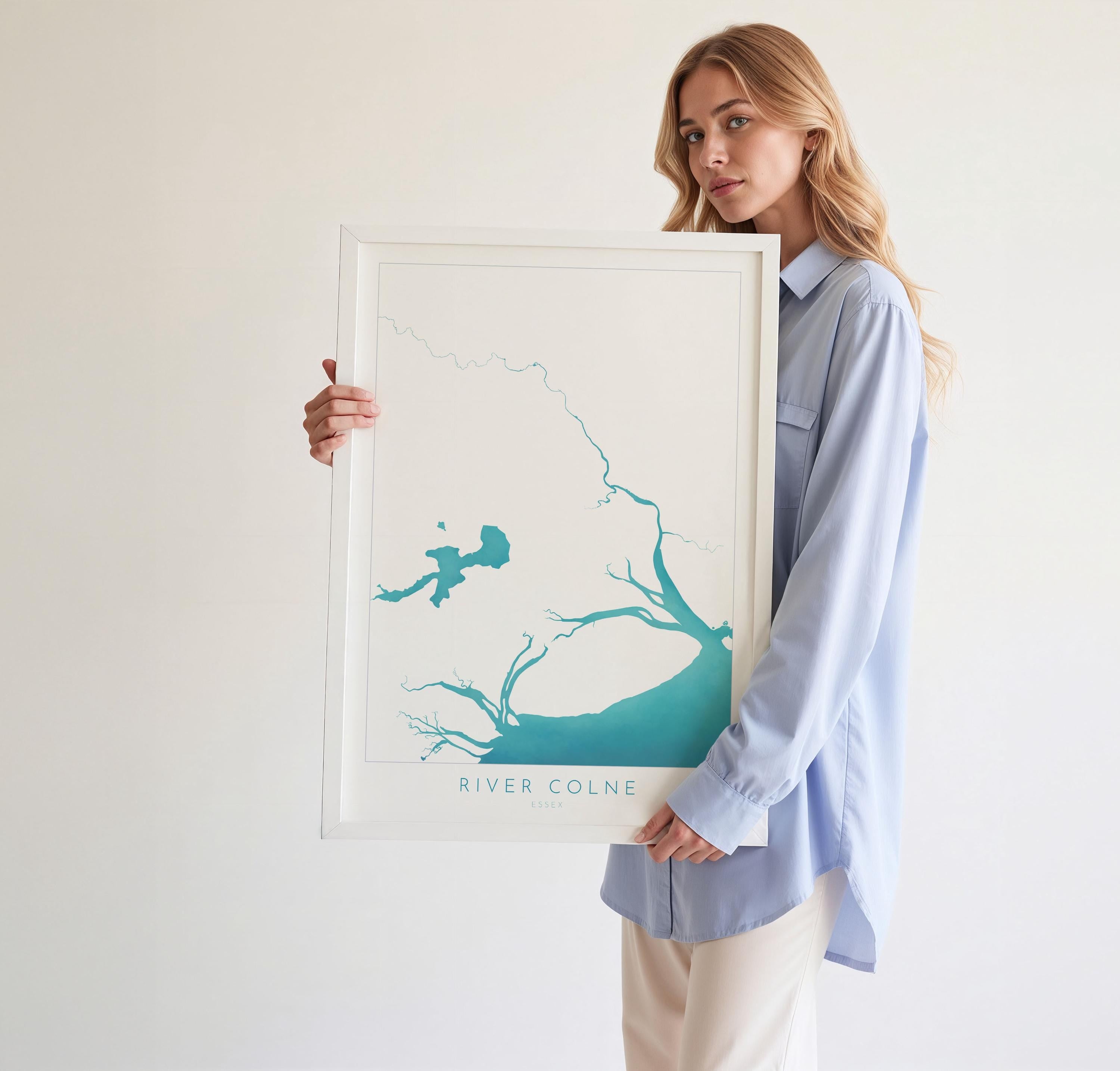 River Colne Map Print - Essex Map Art, Wivenhoe Map Art, Colchester Print, Essex Art, Mersea Island, Essex Coast, Nautical Art, UK Rivers
