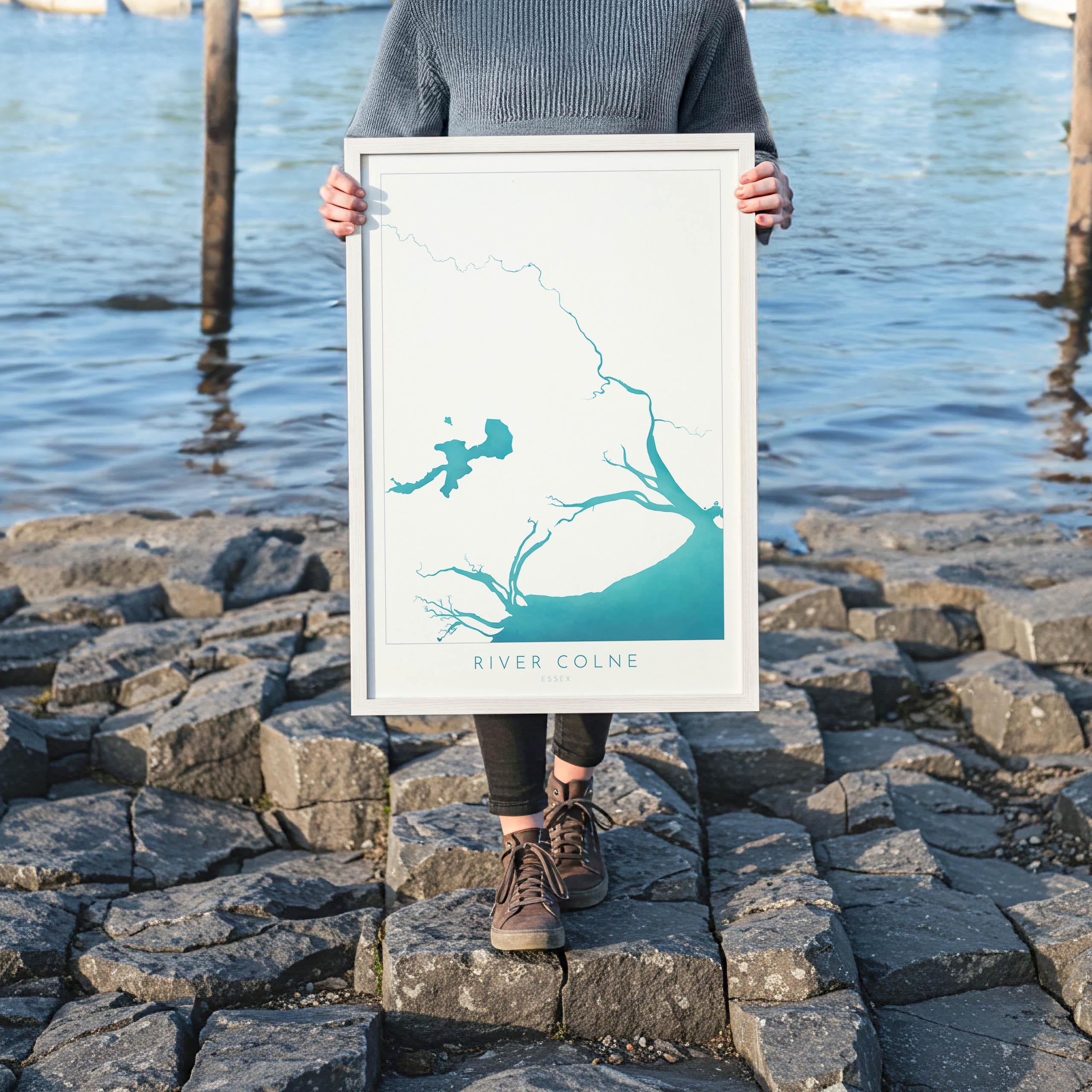 River Colne Map Print - Essex Map Art, Wivenhoe Map Art, Colchester Print, Essex Art, Mersea Island, Essex Coast, Nautical Art, UK Rivers