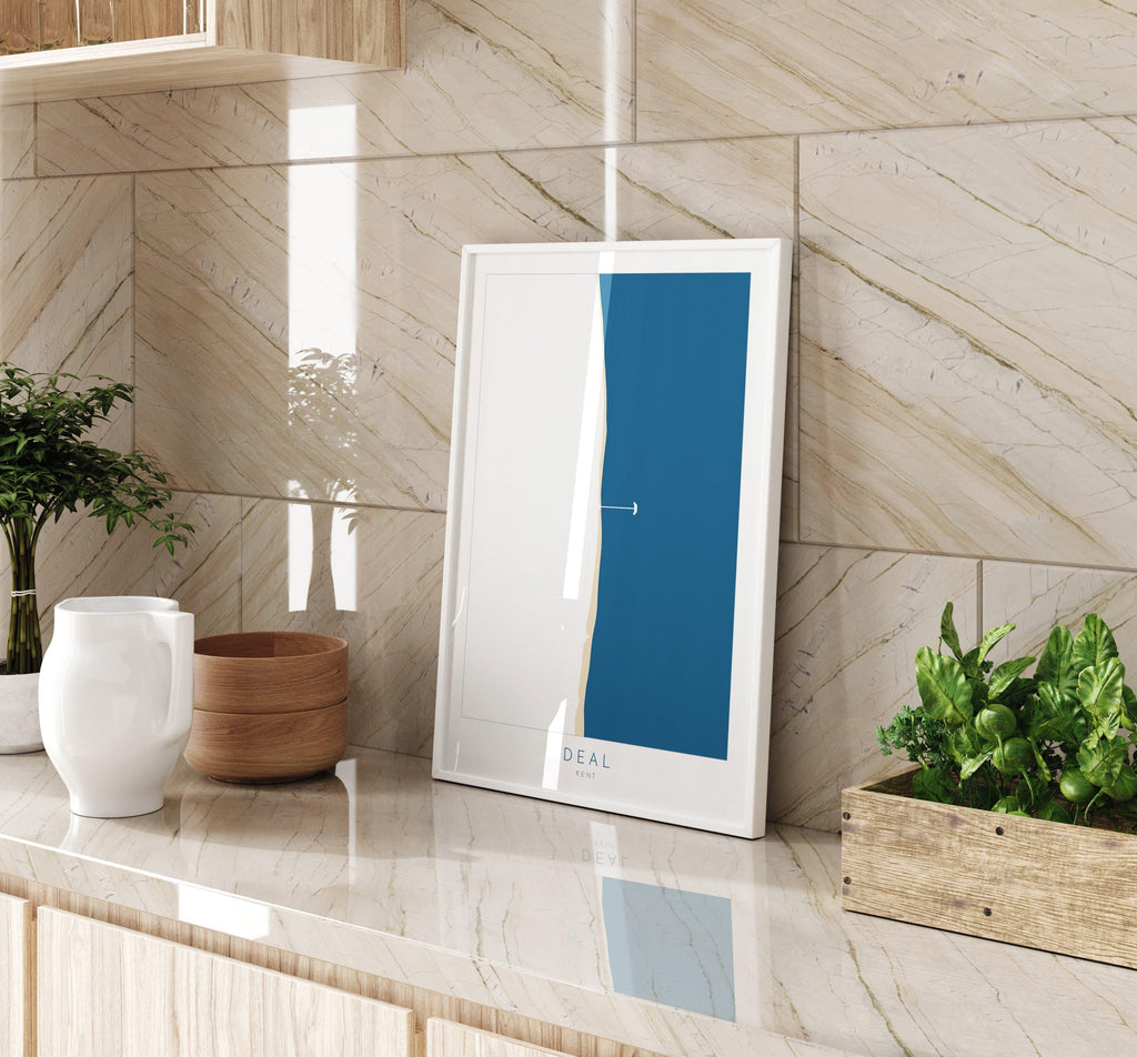 Deal Map Print - Kent Map Art, Kent Travel Poster, Kent Coast, A1, A2, A3, A4, Deal Beach Art, Deal Kent Map, Deal Pier, UK Map, Kent Gift