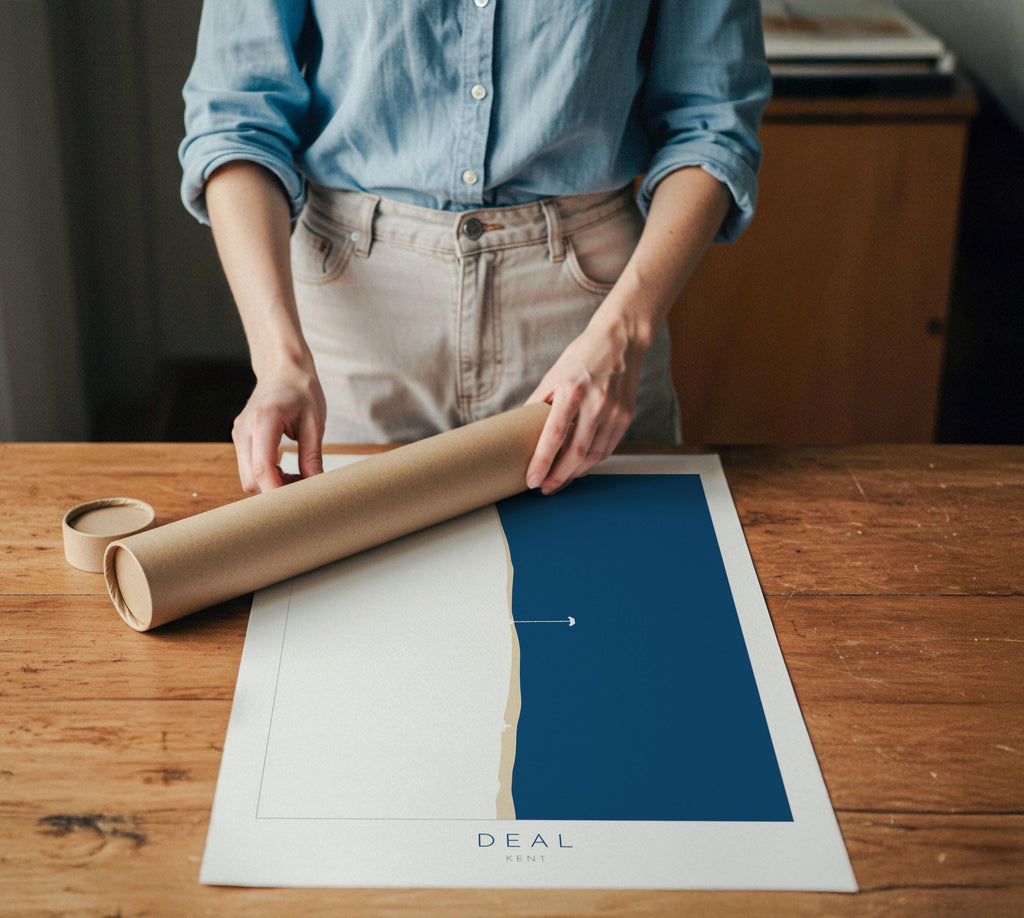 Deal Map Print - Kent Map Art, Kent Travel Poster, Kent Coast, A1, A2, A3, A4, Deal Beach Art, Deal Kent Map, Deal Pier, UK Map, Kent Gift