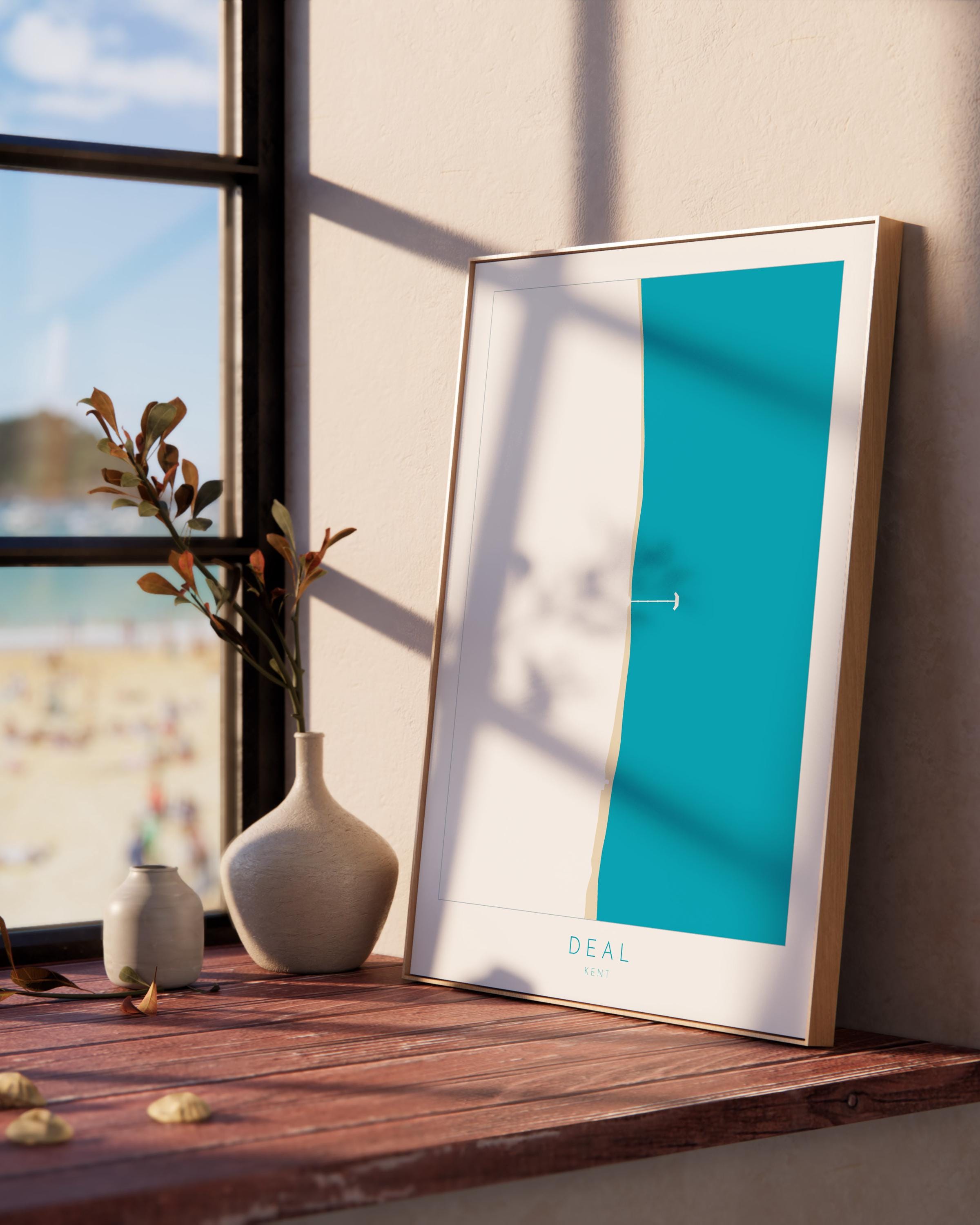 Deal Map Print - Kent Map Art, Kent Travel Poster, Kent Coast, A1, A2, A3, A4, Deal Beach Art, Deal Kent Map, Deal Pier, UK Map, Kent Gift