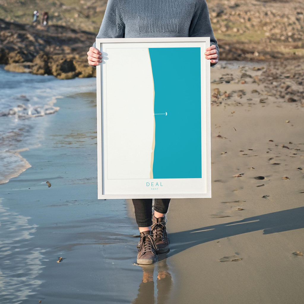 Deal Map Print - Kent Map Art, Kent Travel Poster, Kent Coast, A1, A2, A3, A4, Deal Beach Art, Deal Kent Map, Deal Pier, UK Map, Kent Gift