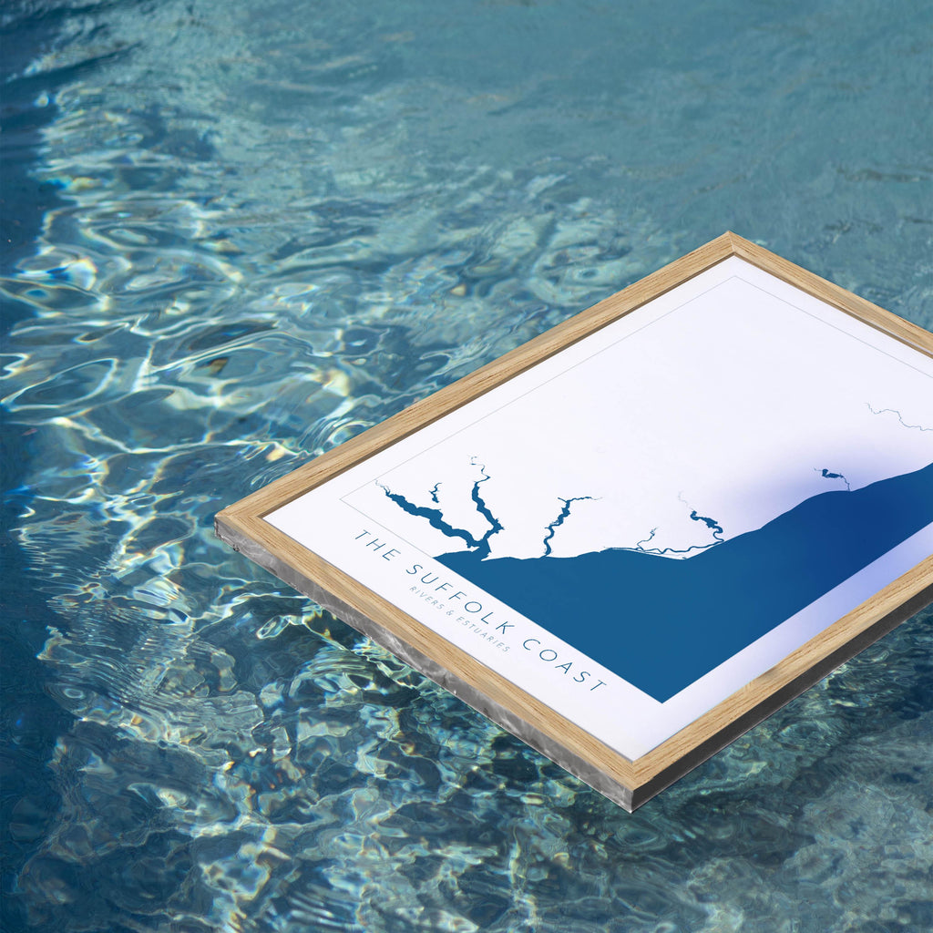 Suffolk Coast Map Art - Suffolk Map, Suffolk Coast Art, River Map, Suffolk Travel Print, River Orwell, River Deben, River Alde, River Blyth