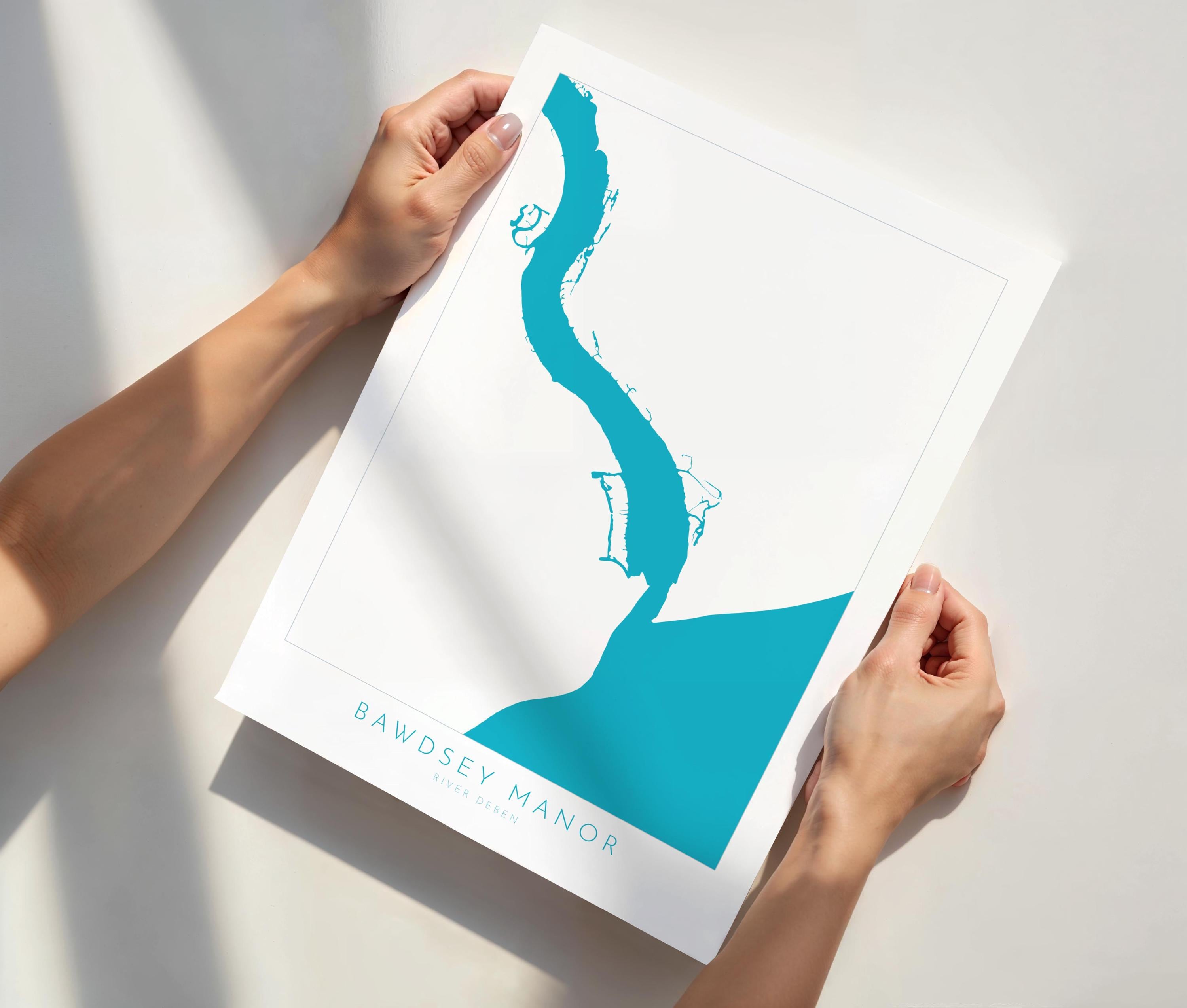 River Deben, Bawdsey Manor Map - Suffolk Map, Suffolk Coast, Felixstowe Travel Print, Bawdsey Beach Suffolk, Woodbridge Print, UK Rivers