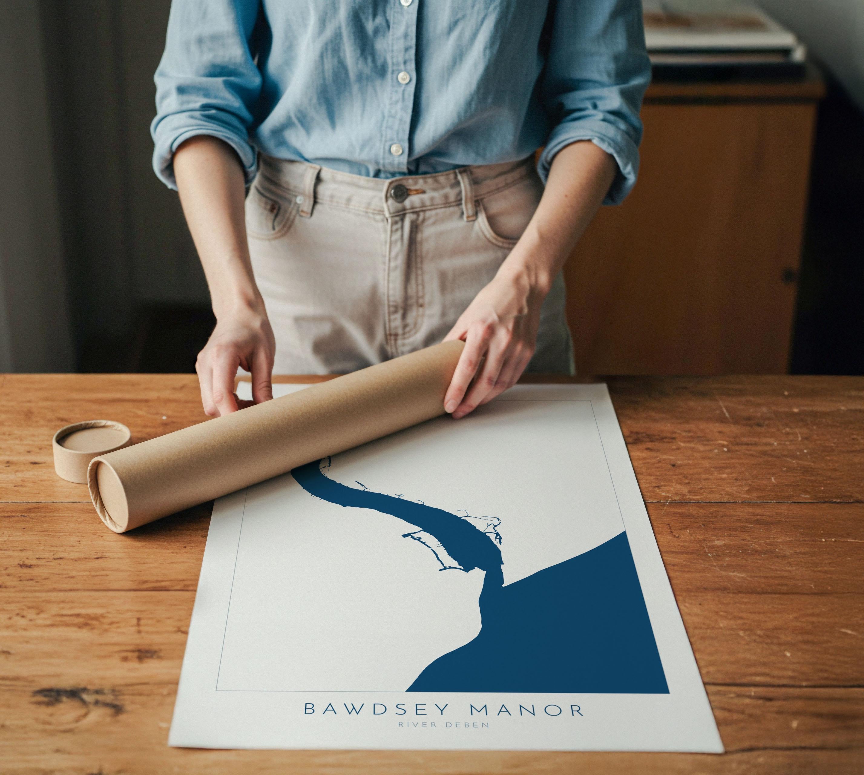 River Deben, Bawdsey Manor Map - Suffolk Map, Suffolk Coast, Felixstowe Travel Print, Bawdsey Beach Suffolk, Woodbridge Print, UK Rivers