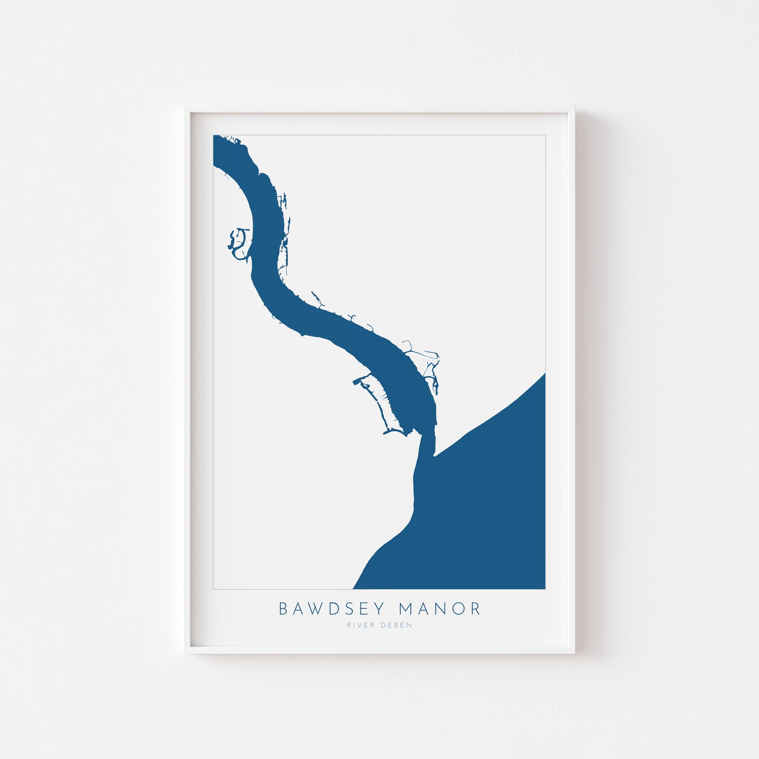 River Deben, Bawdsey Manor Map - Suffolk Map, Suffolk Coast, Felixstowe Travel Print, Bawdsey Beach Suffolk, Woodbridge Print, UK Rivers