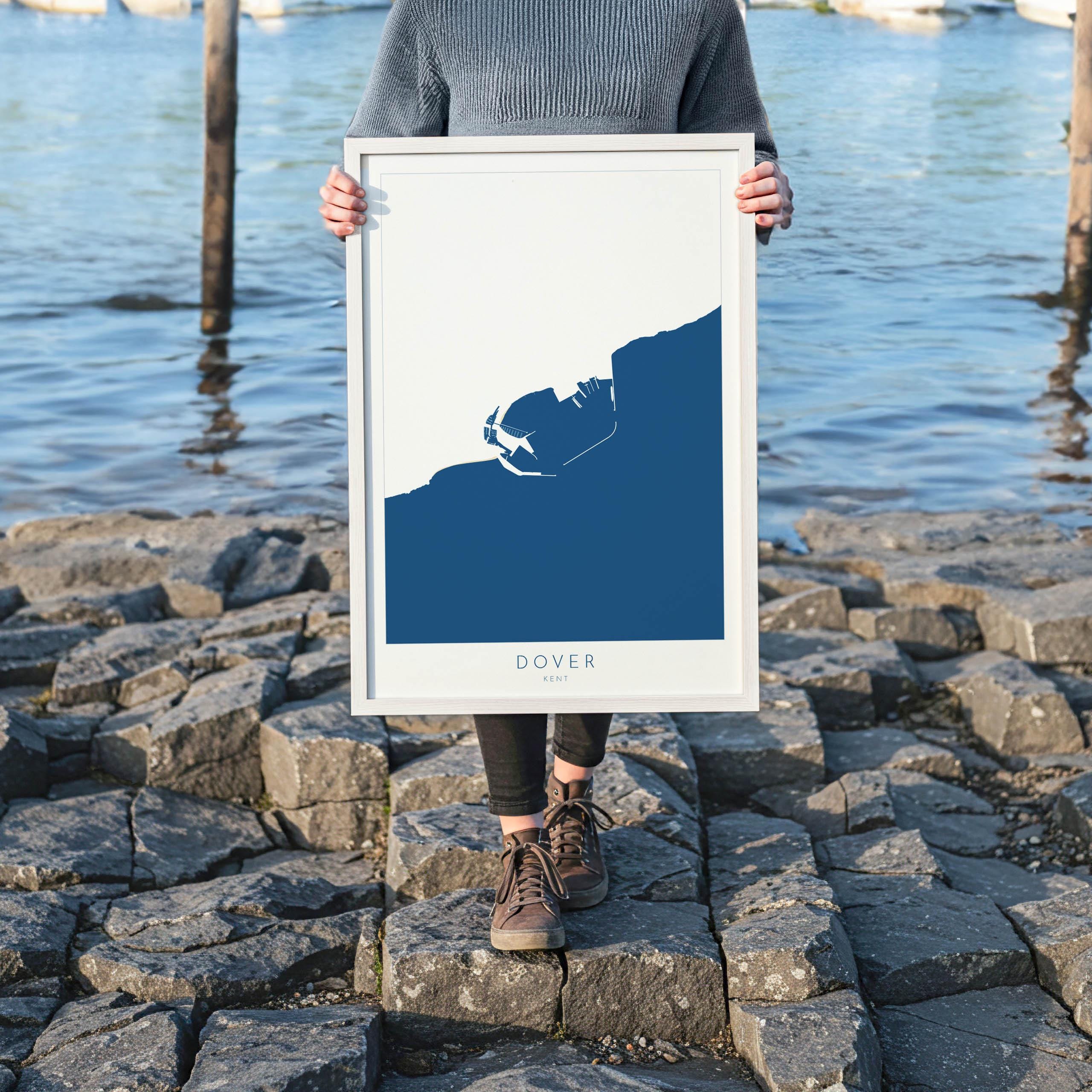 Dover Map Print - Dover Prints, Dover Wall Art, Kent Map Art, Kent Coast, A1, A2, A3, A4, Dover Beach Art, Dover Kent Map, UK Coastline