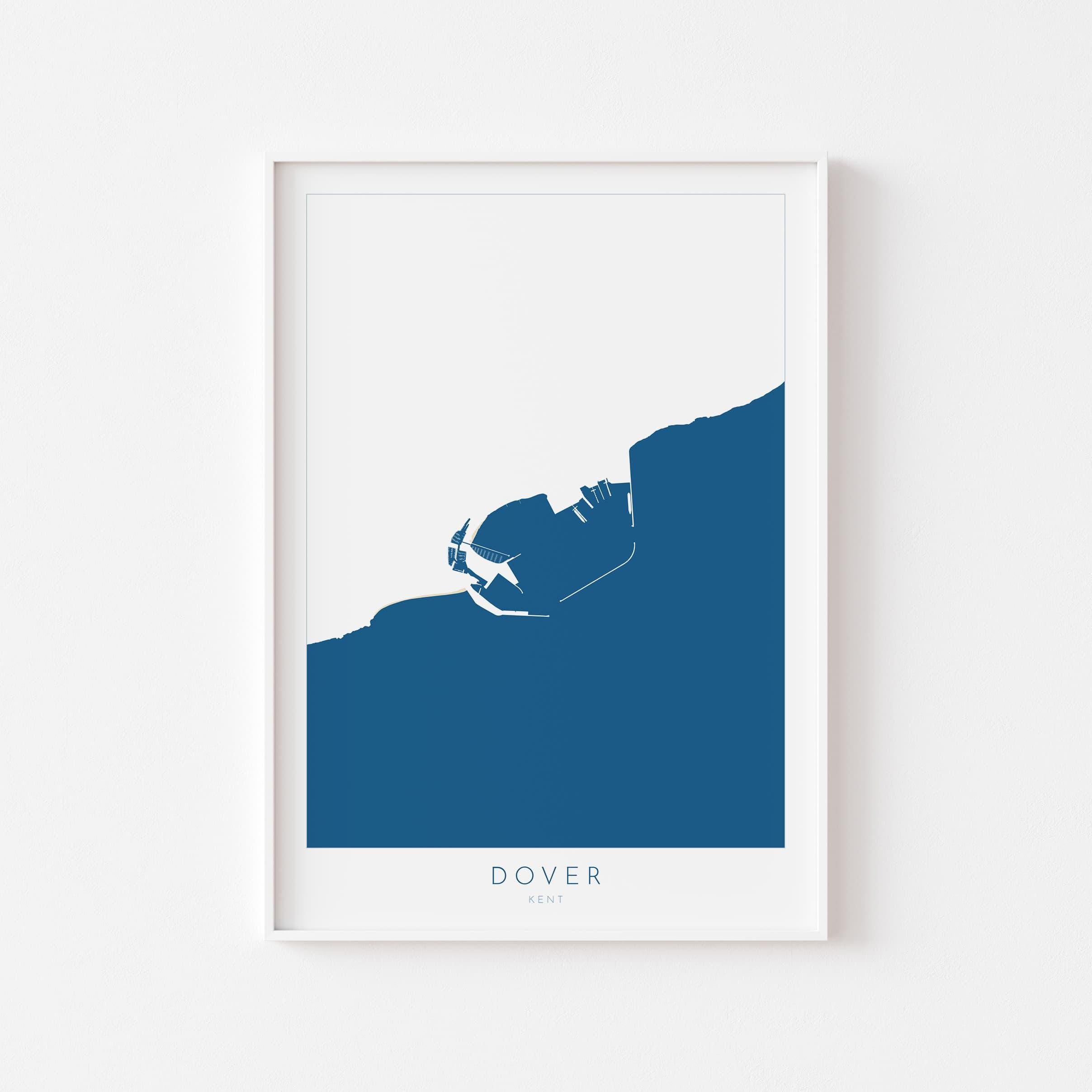 Dover Map Print - Dover Prints, Dover Wall Art, Kent Map Art, Kent Coast, A1, A2, A3, A4, Dover Beach Art, Dover Kent Map, UK Coastline