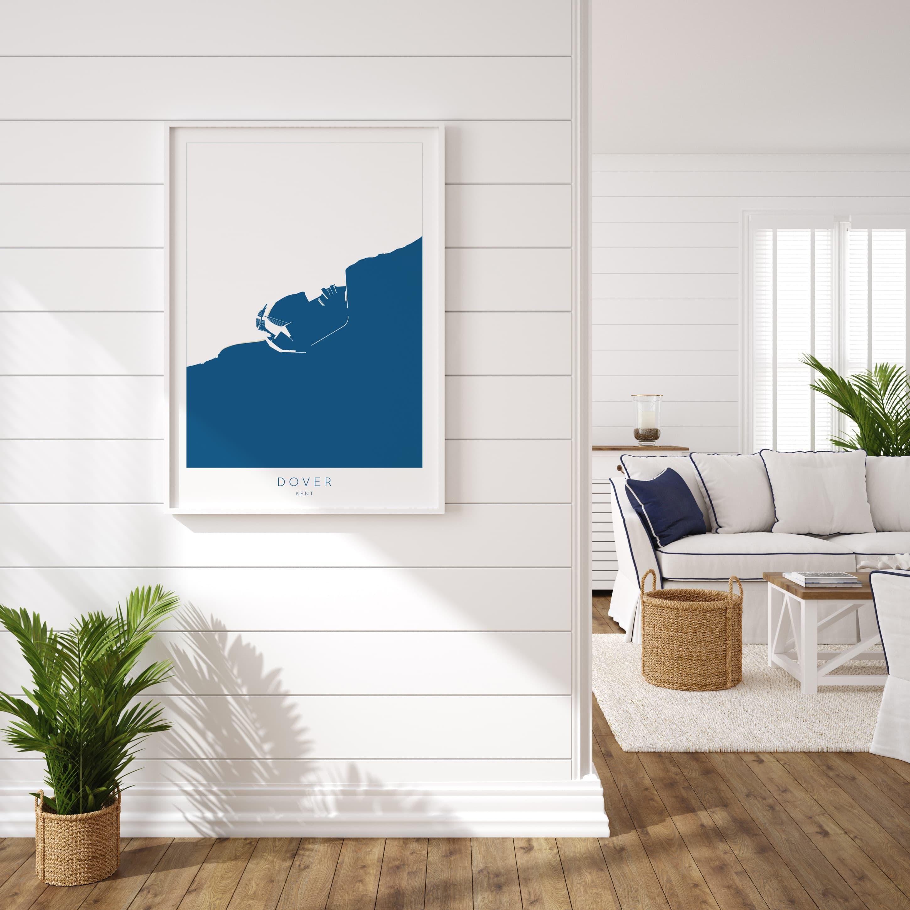 Dover Map Print - Dover Prints, Dover Wall Art, Kent Map Art, Kent Coast, A1, A2, A3, A4, Dover Beach Art, Dover Kent Map, UK Coastline