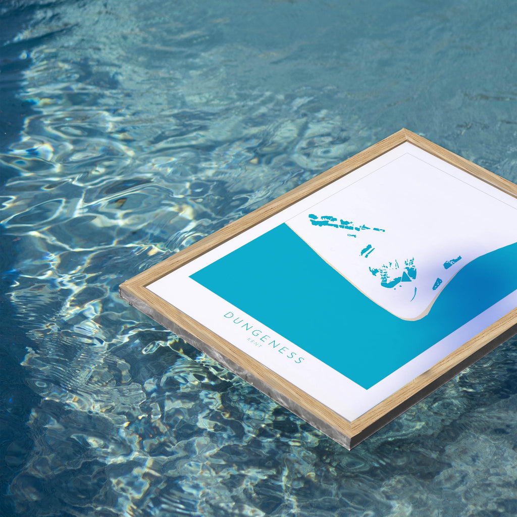 Dungeness Map Print - Dungeness Prints, Kent Map Art, Dungeness Travel Poster, Kent Coast, A1, A2, A3, A4, Dungeness Beach Art, UK Beach Art