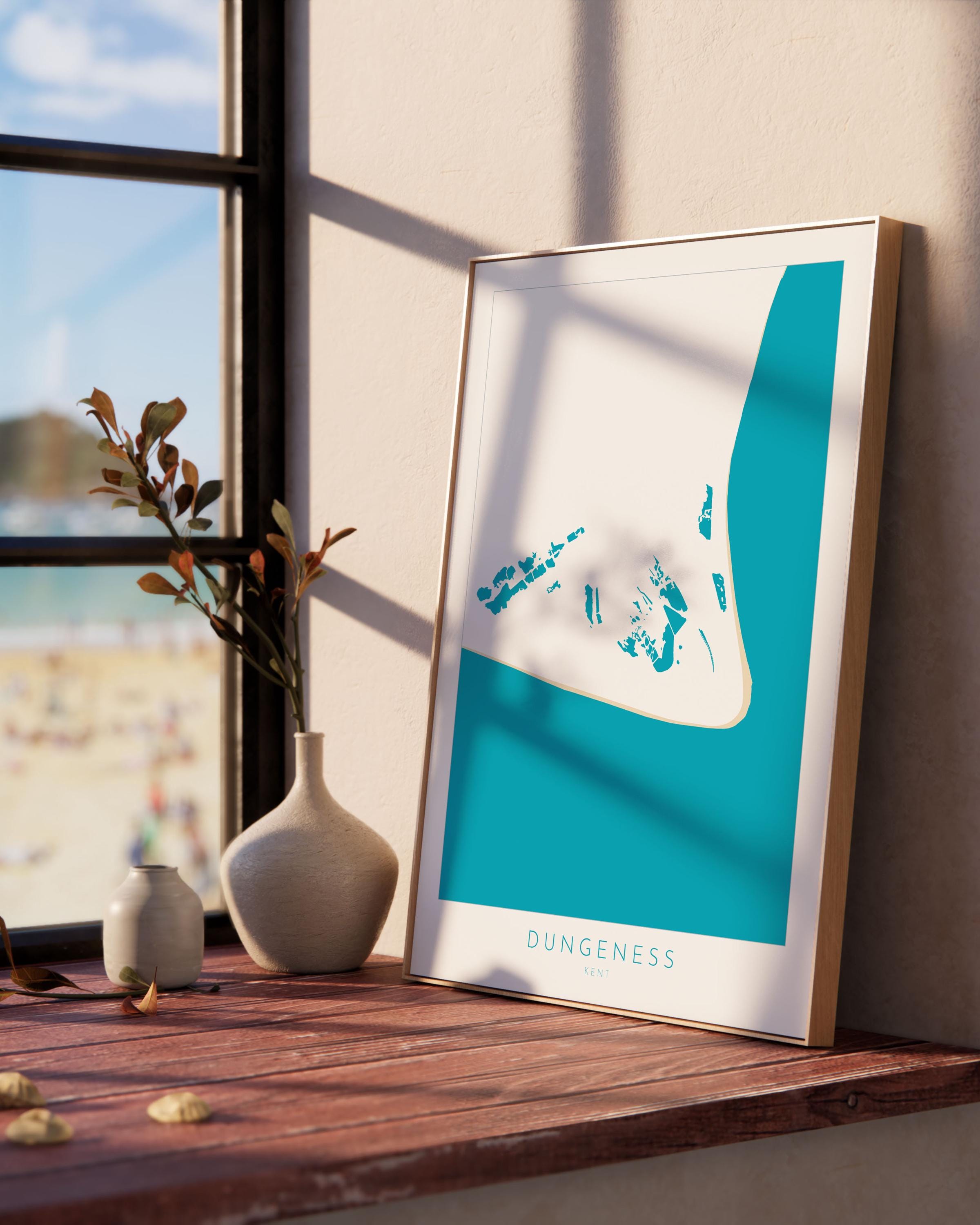 Dungeness Map Print - Dungeness Prints, Kent Map Art, Dungeness Travel Poster, Kent Coast, A1, A2, A3, A4, Dungeness Beach Art, UK Beach Art