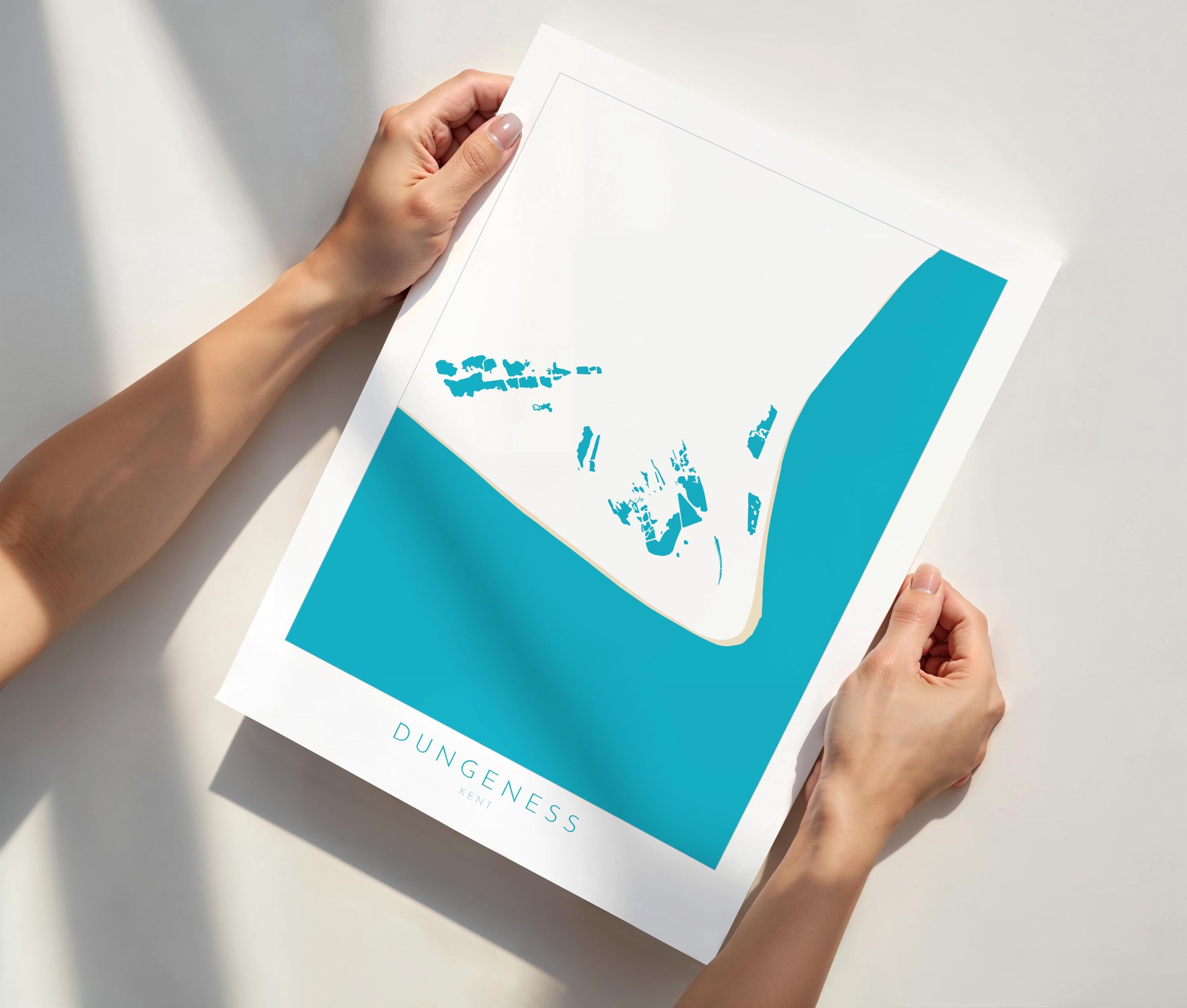 Dungeness Map Print - Dungeness Prints, Kent Map Art, Dungeness Travel Poster, Kent Coast, A1, A2, A3, A4, Dungeness Beach Art, UK Beach Art