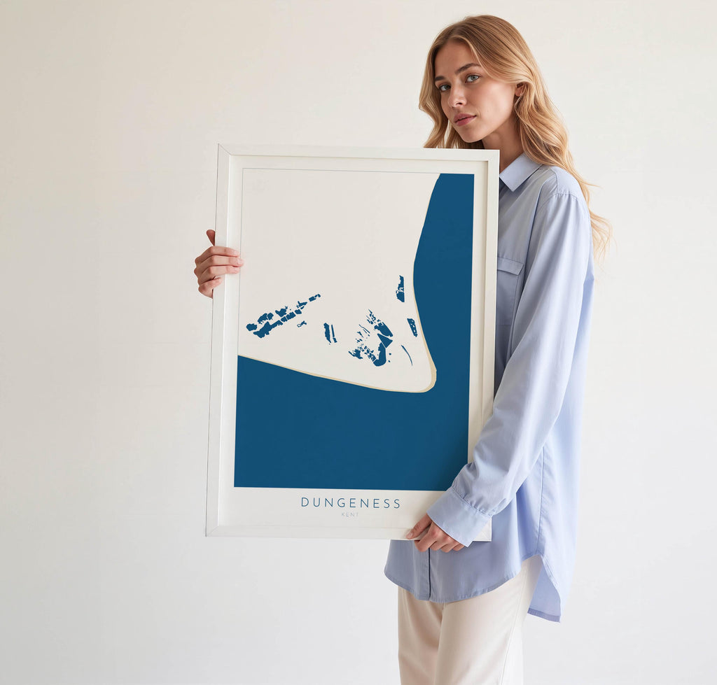 Dungeness Map Print - Dungeness Prints, Kent Map Art, Dungeness Travel Poster, Kent Coast, A1, A2, A3, A4, Dungeness Beach Art, UK Beach Art