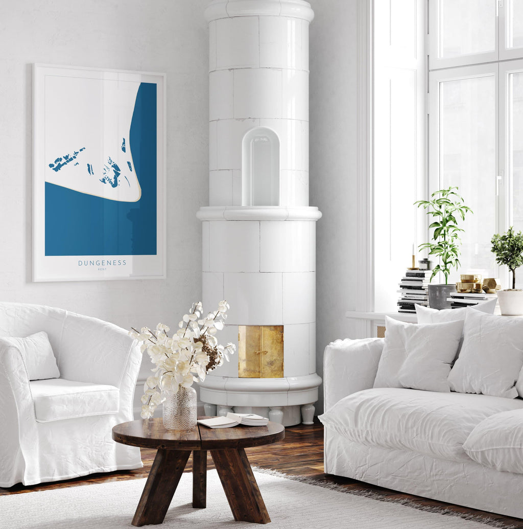 Dungeness Map Print - Dungeness Prints, Kent Map Art, Dungeness Travel Poster, Kent Coast, A1, A2, A3, A4, Dungeness Beach Art, UK Beach Art