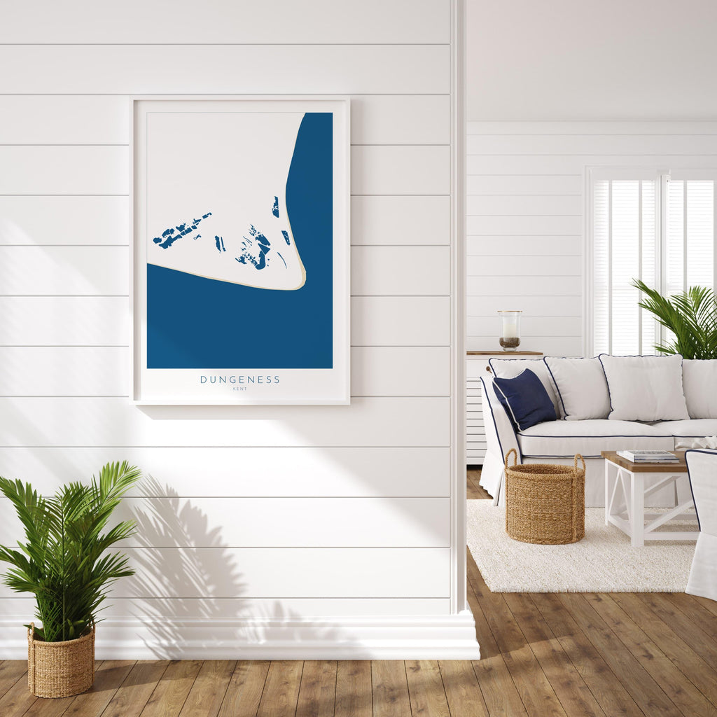 Dungeness Map Print - Dungeness Prints, Kent Map Art, Dungeness Travel Poster, Kent Coast, A1, A2, A3, A4, Dungeness Beach Art, UK Beach Art