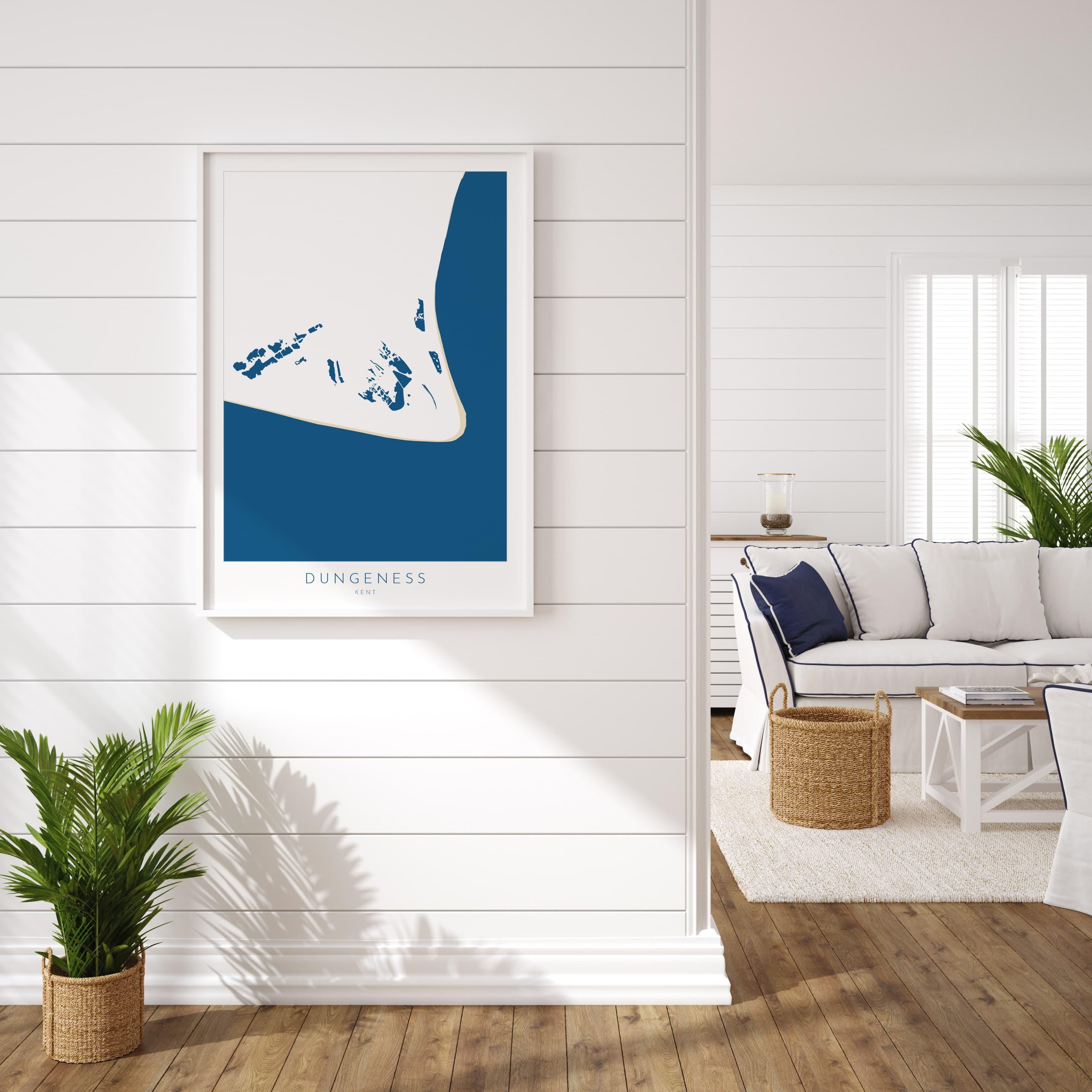 Dungeness Map Print - Dungeness Prints, Kent Map Art, Dungeness Travel Poster, Kent Coast, A1, A2, A3, A4, Dungeness Beach Art, UK Beach Art