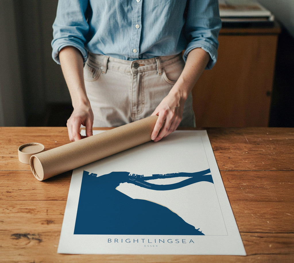 Brightlingsea Map Art - Brightlingsea Essex Art, Essex Map, Brightlingsea UK, Colchester Map, Essex Art
