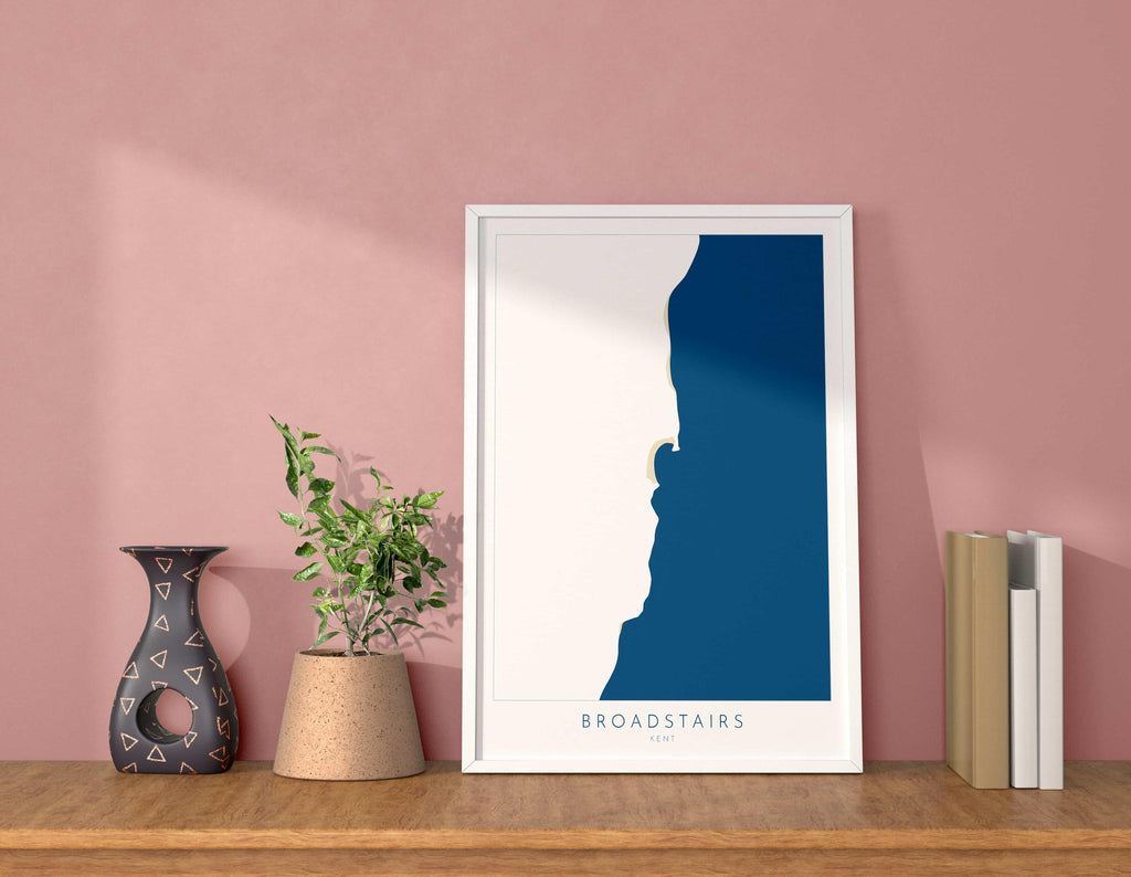 Broadstairs Map Print - Broadstairs Art Poster, Kent Map Art, Broadstairs Travel Poster, Kent Coast, A1, A2, A3, A4, Broadstairs Beach Art