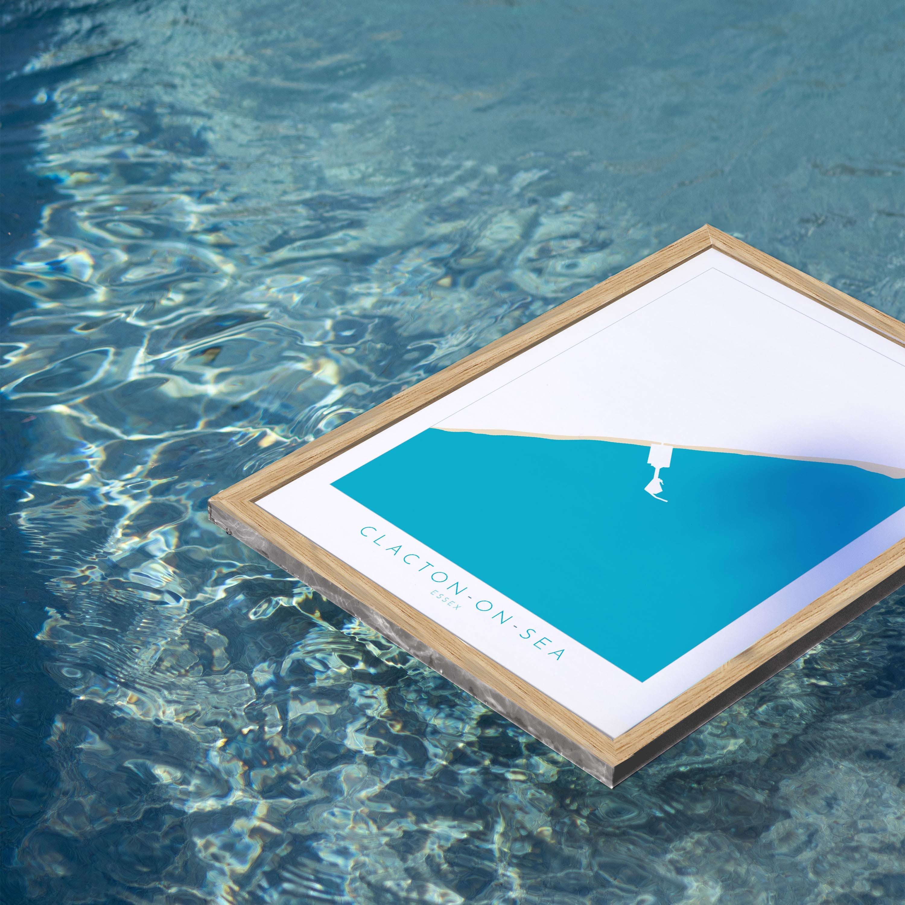 Clacton-on-Sea Map Art - Essex Map, Clacton on Sea Essex Art, Clacton Map, Clacton-on-Sea Beach UK, Colchester Map, Essex Art