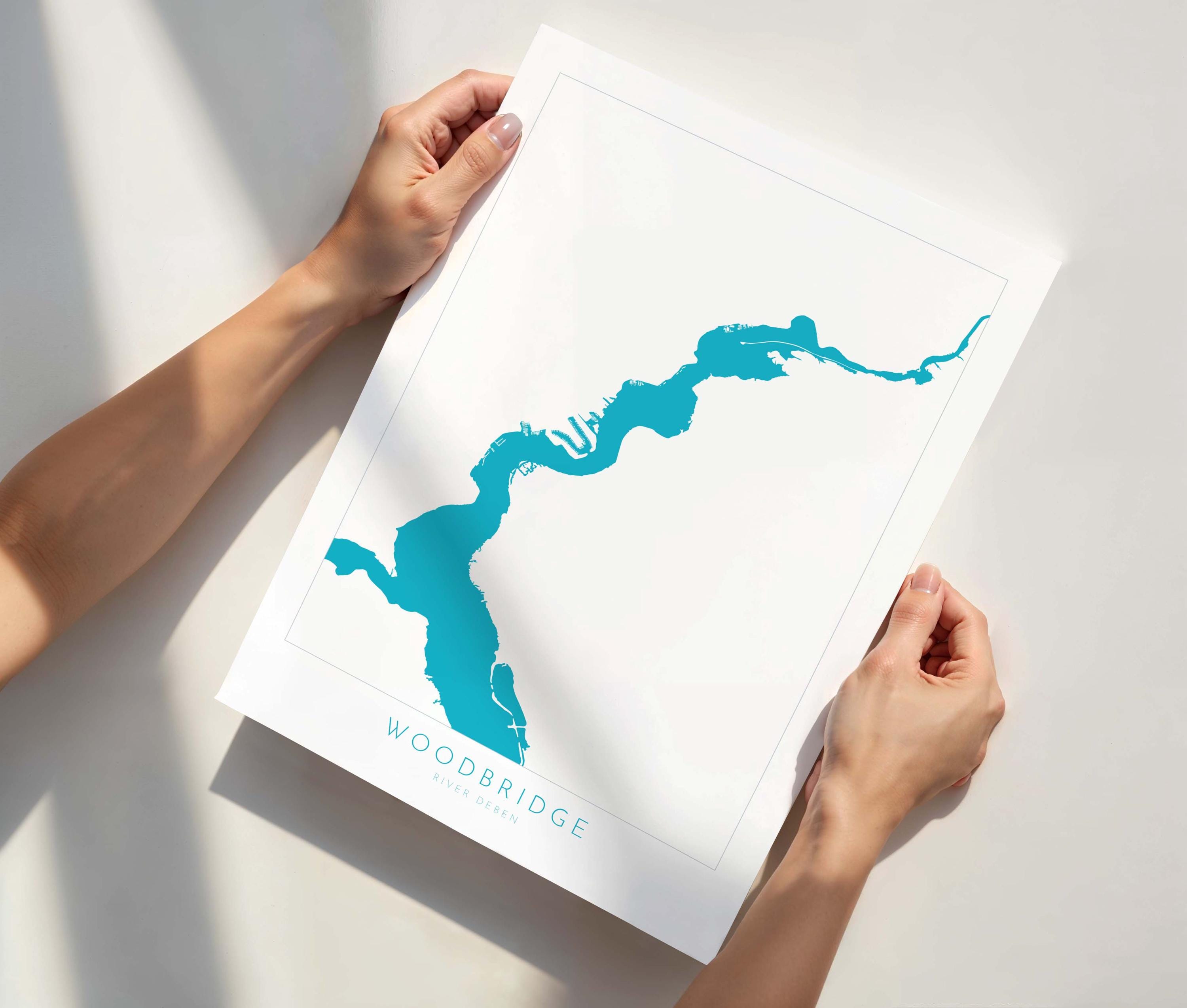 Woodbridge - Suffolk, Woodbridge Art, Suffolk Map, River Deben, Suffolk Coast, Suffolk Travel Print, Woodbridge Map, Suffolk Art