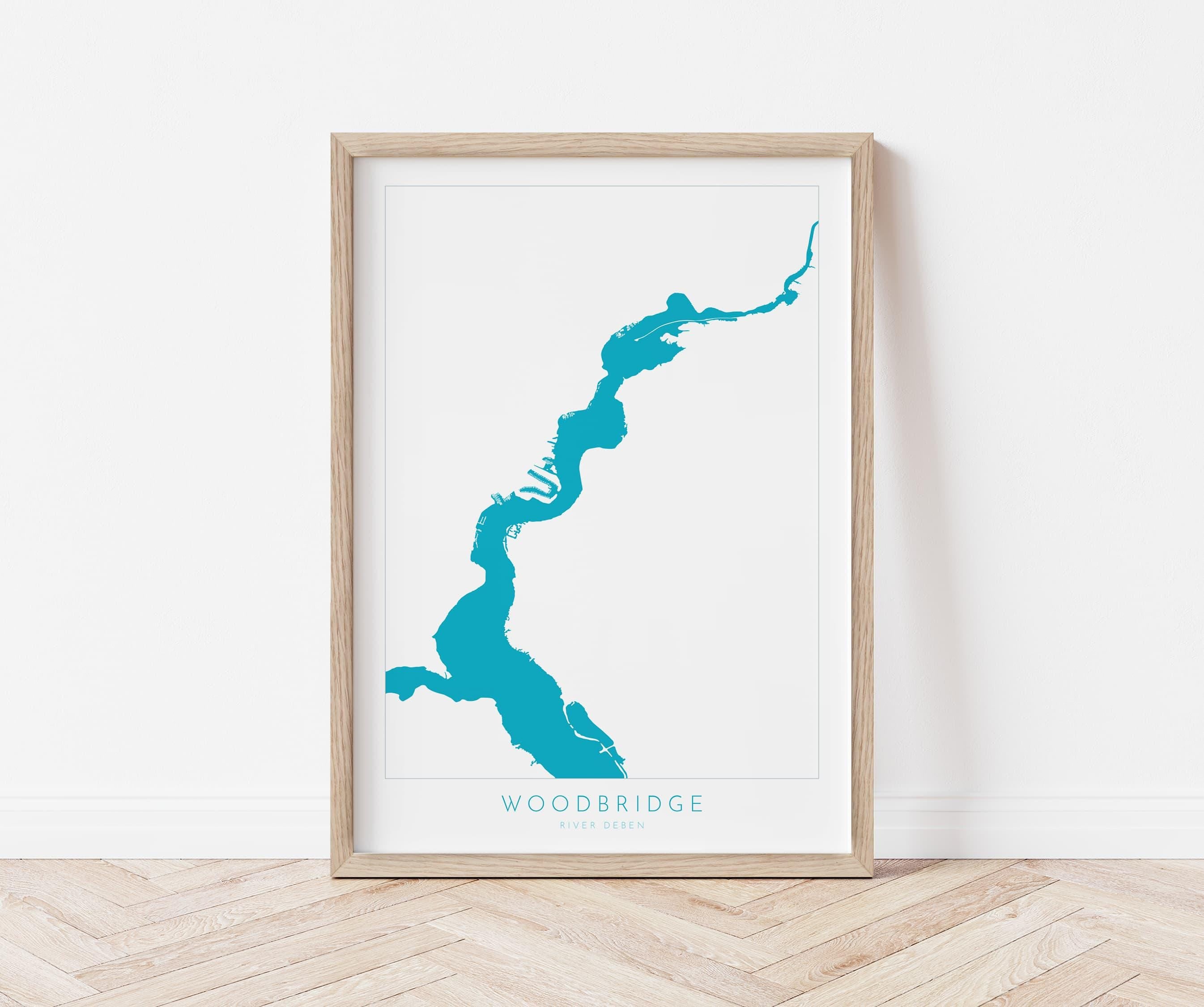 Woodbridge - Suffolk, Woodbridge Art, Suffolk Map, River Deben, Suffolk Coast, Suffolk Travel Print, Woodbridge Map, Suffolk Art